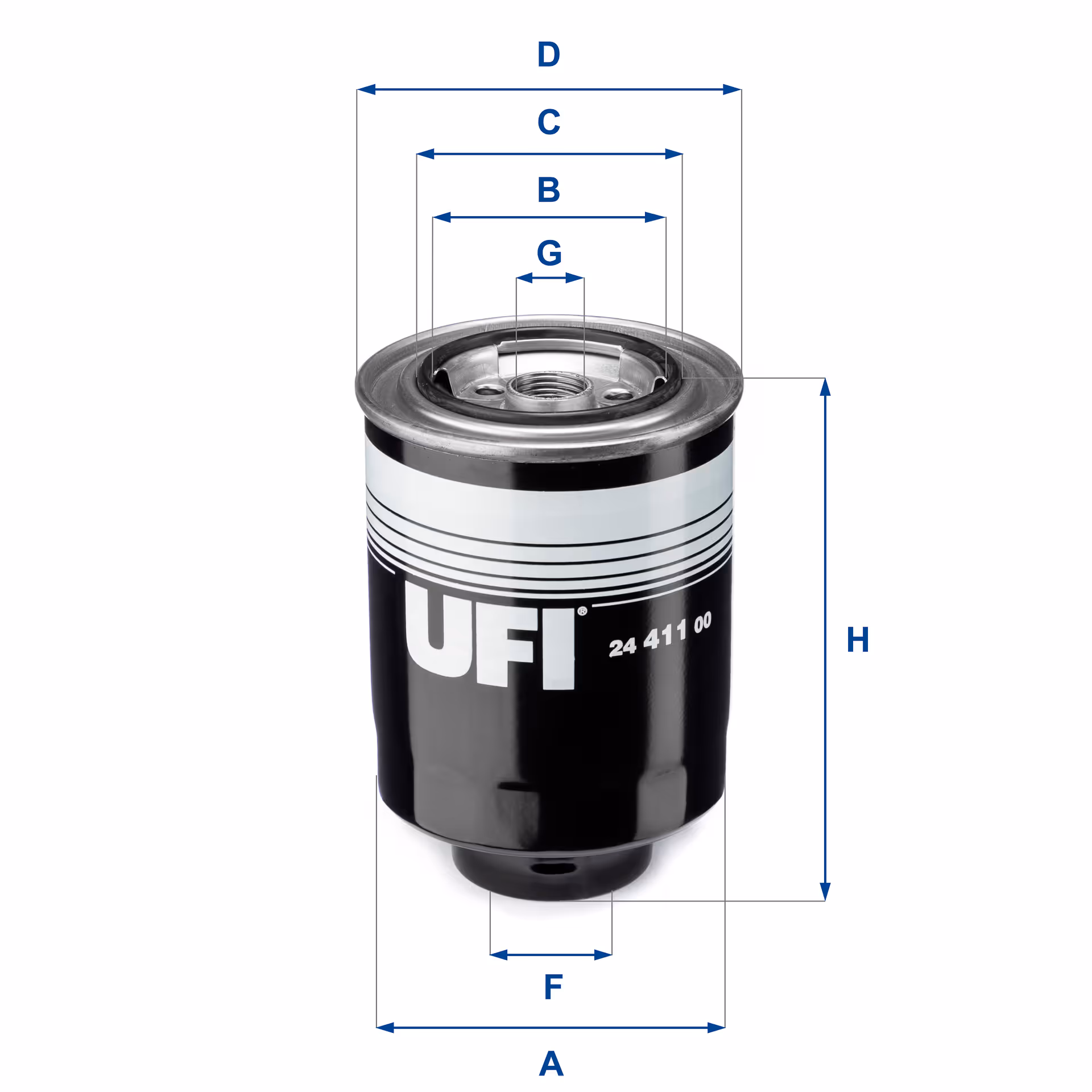 FILTRE À CARBURANT, FILTRE À DIESEL À VISSER 24.411.00 - UFI FILTER
