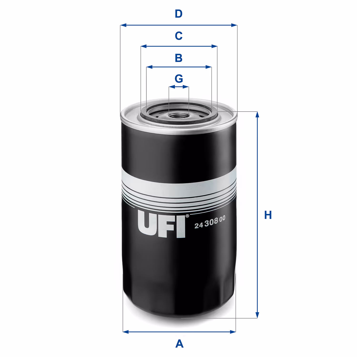 FILTRE À CARBURANT, FILTRE À DIESEL À VISSER 24.308.00 - UFI FILTER
