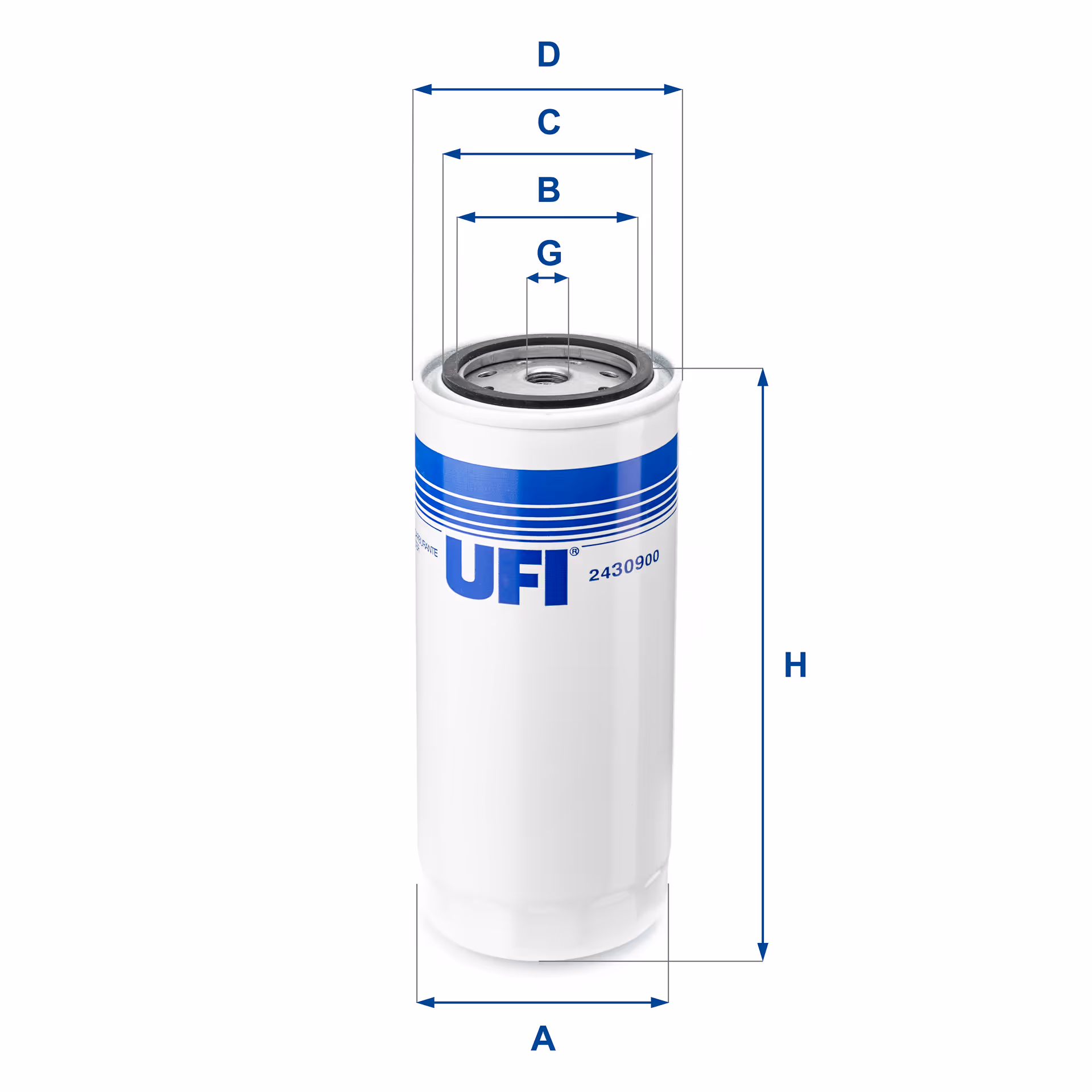 FILTRE À CARBURANT, FILTRE À DIESEL À VISSER 24.309.00 - UFI FILTER