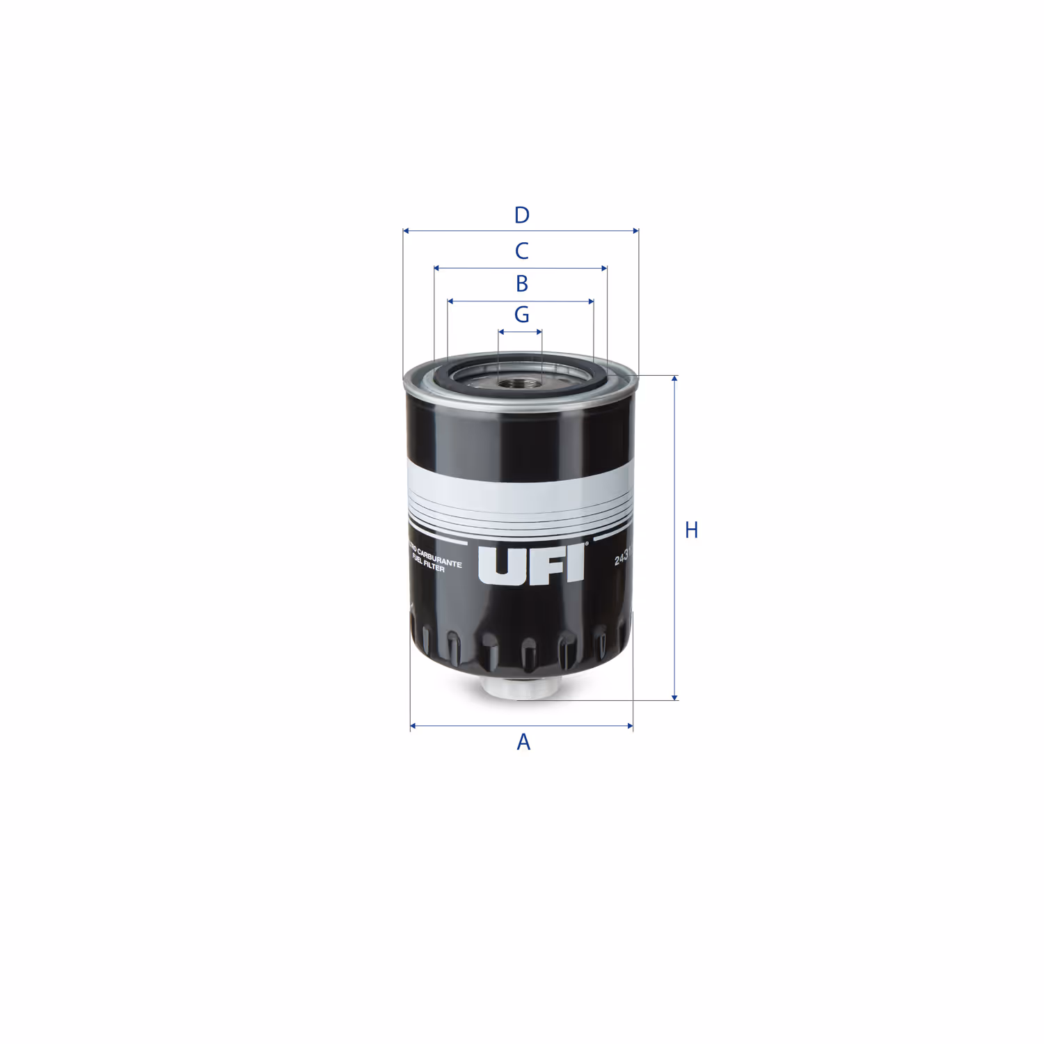 FILTRE À CARBURANT, FILTRE À DIESEL À VISSER 24.312.00 - UFI FILTER