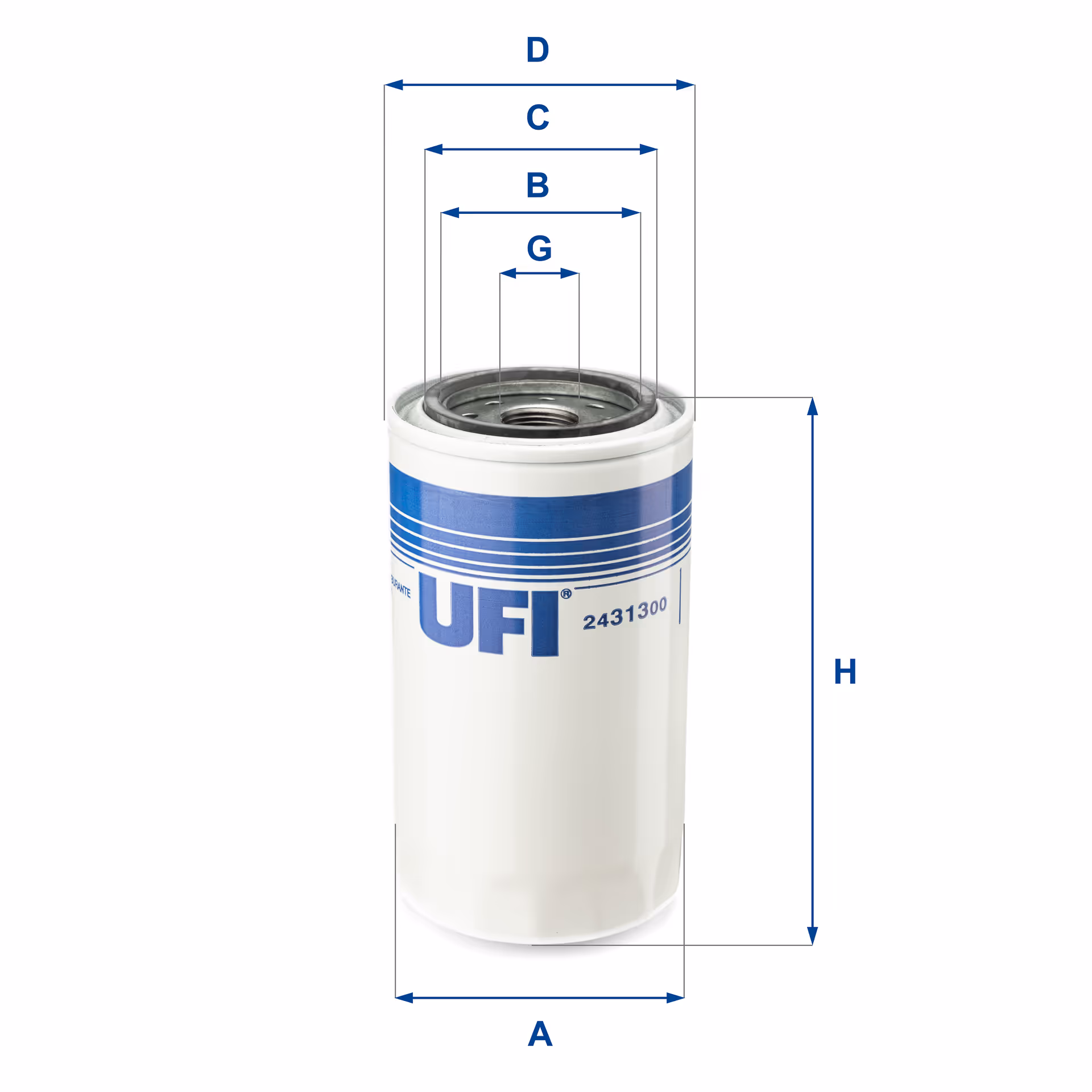 FILTRE À CARBURANT, FILTRE À DIESEL À VISSER 24.313.00 - UFI FILTER
