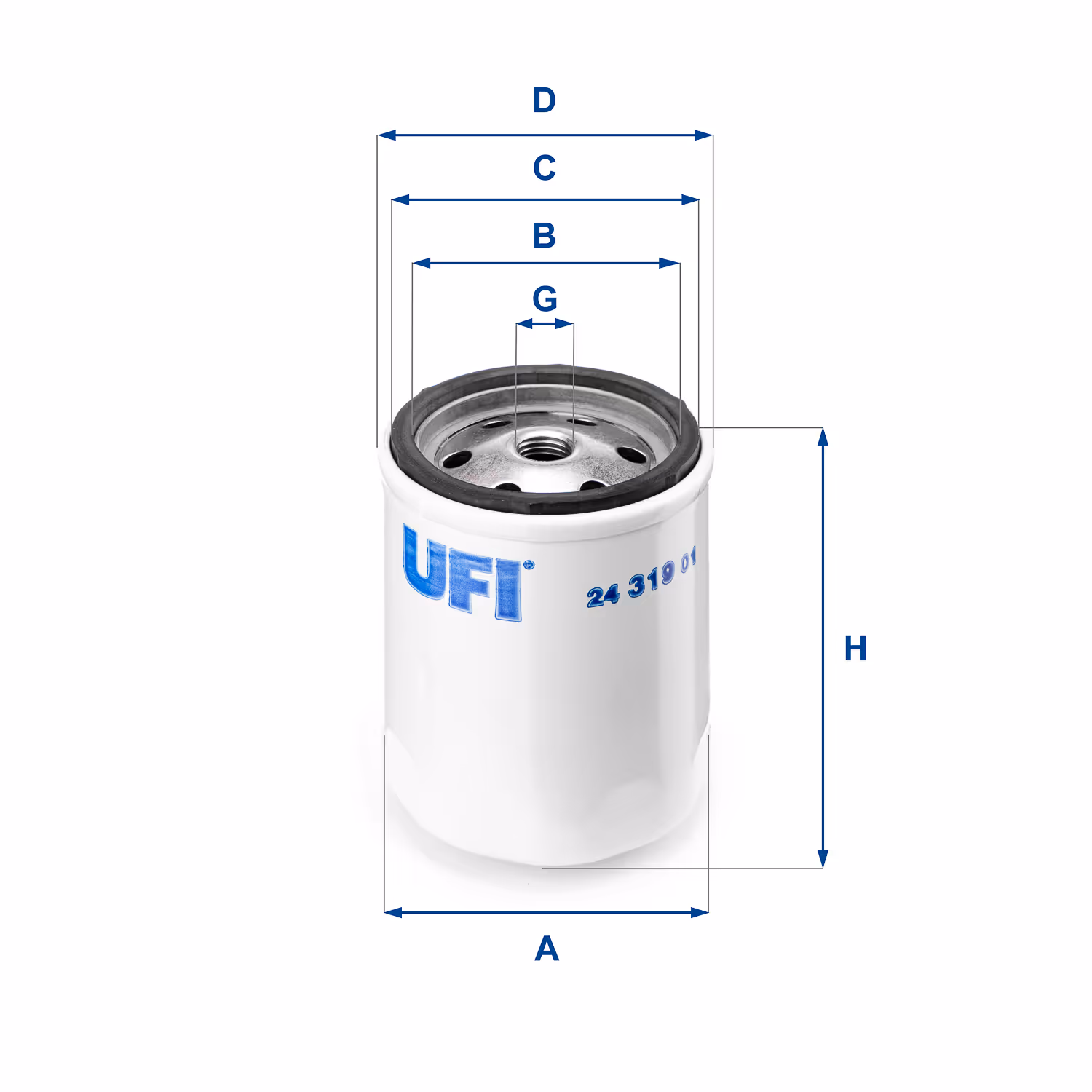 FILTRE À CARBURANT, FILTRE À DIESEL À VISSER 24.319.01 - UFI FILTER