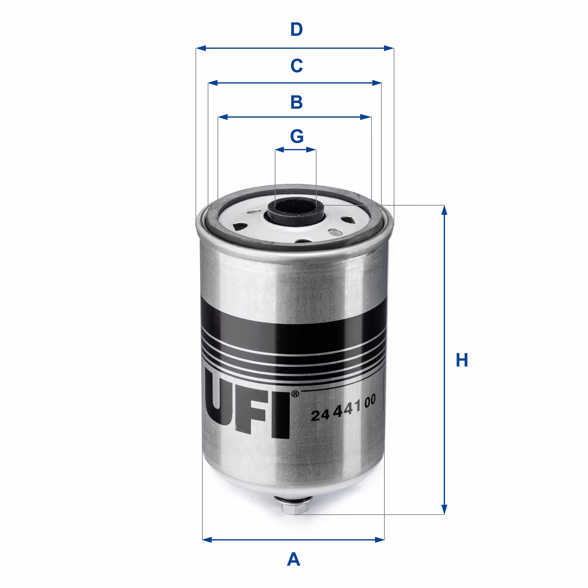 FILTRE À CARBURANT, FILTRE À DIESEL À VISSER 24.441.00 - UFI FILTER