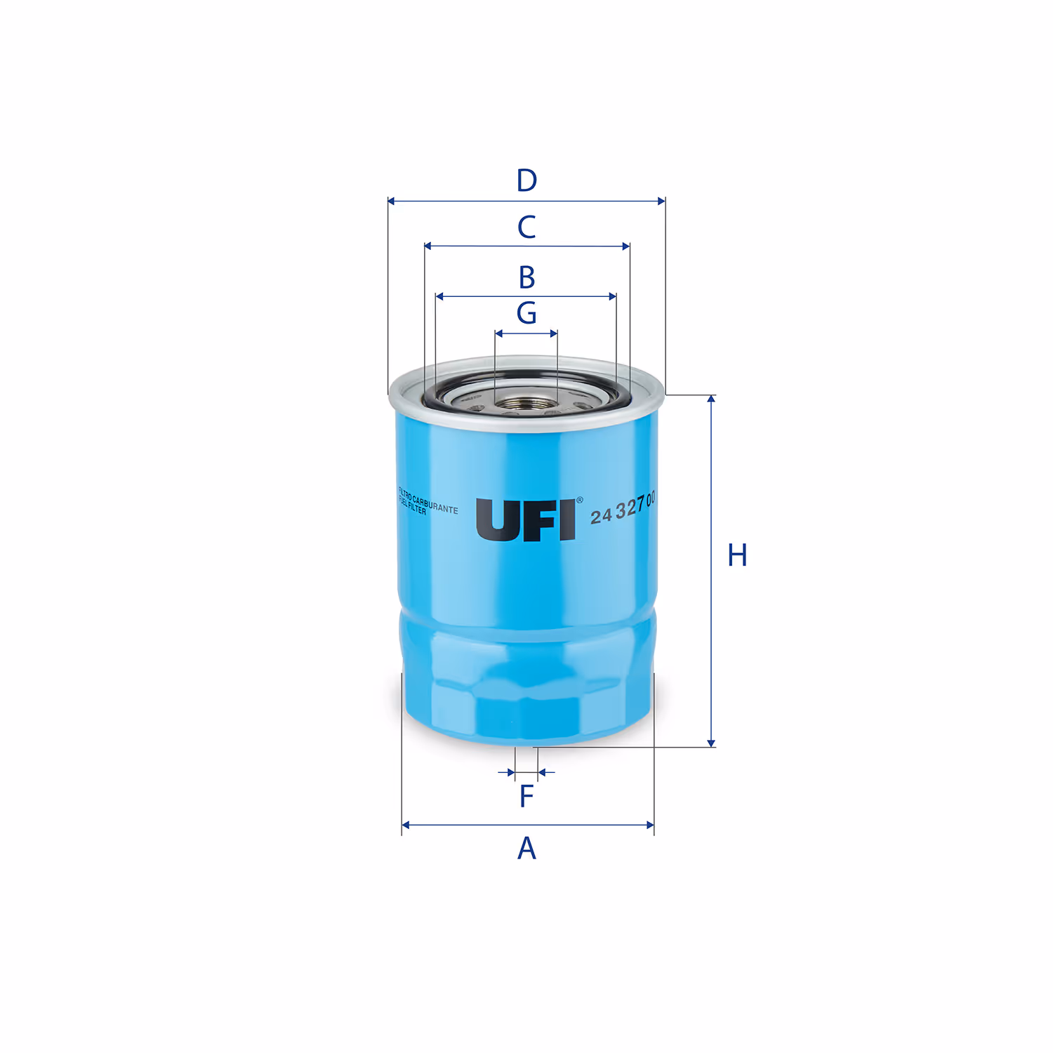 FILTRE À CARBURANT, FILTRE À DIESEL À VISSER 24.327.00 - UFI FILTER