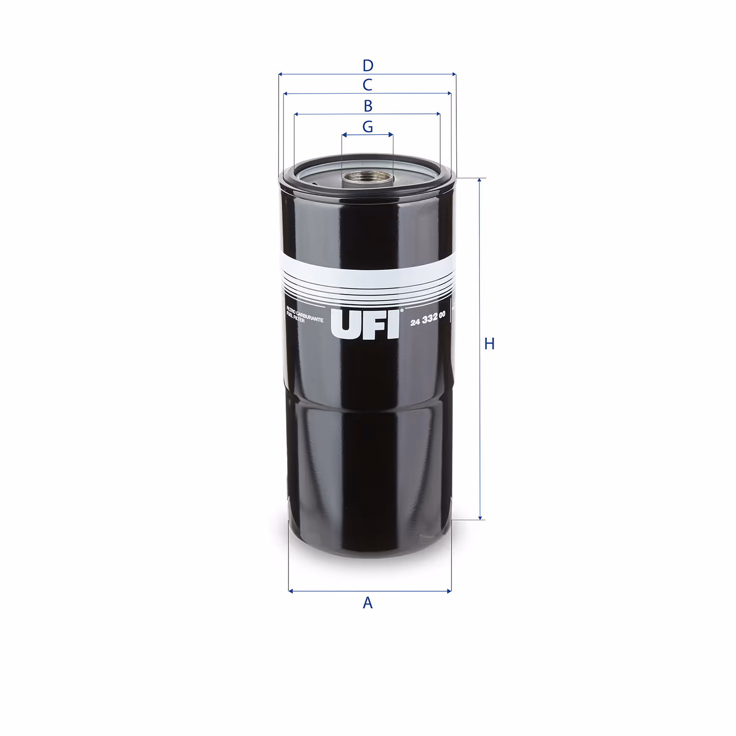 FILTRE À CARBURANT, FILTRE À DIESEL À VISSER 24.332.00 - UFI FILTER