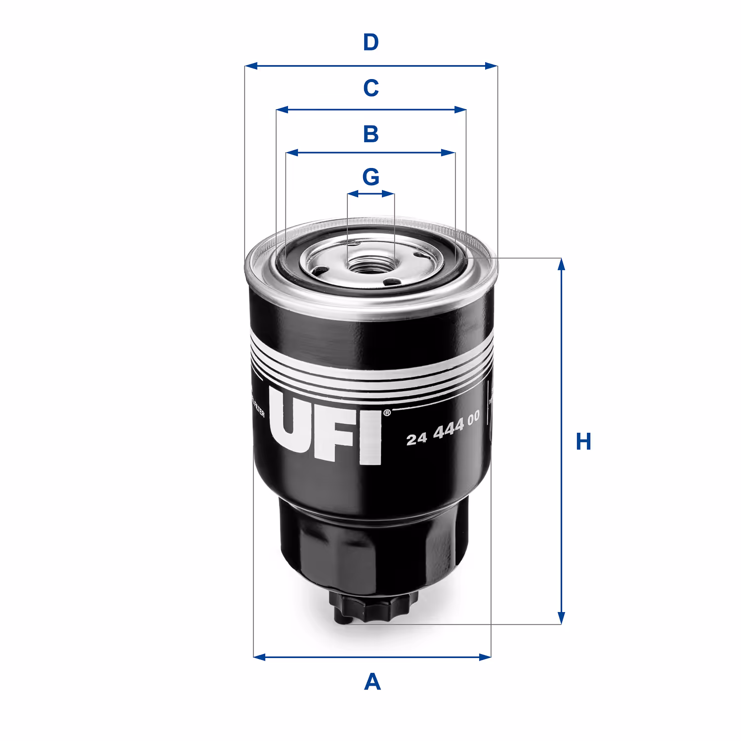FILTRE À CARBURANT, FILTRE À DIESEL À VISSER 24.444.00 - UFI FILTER