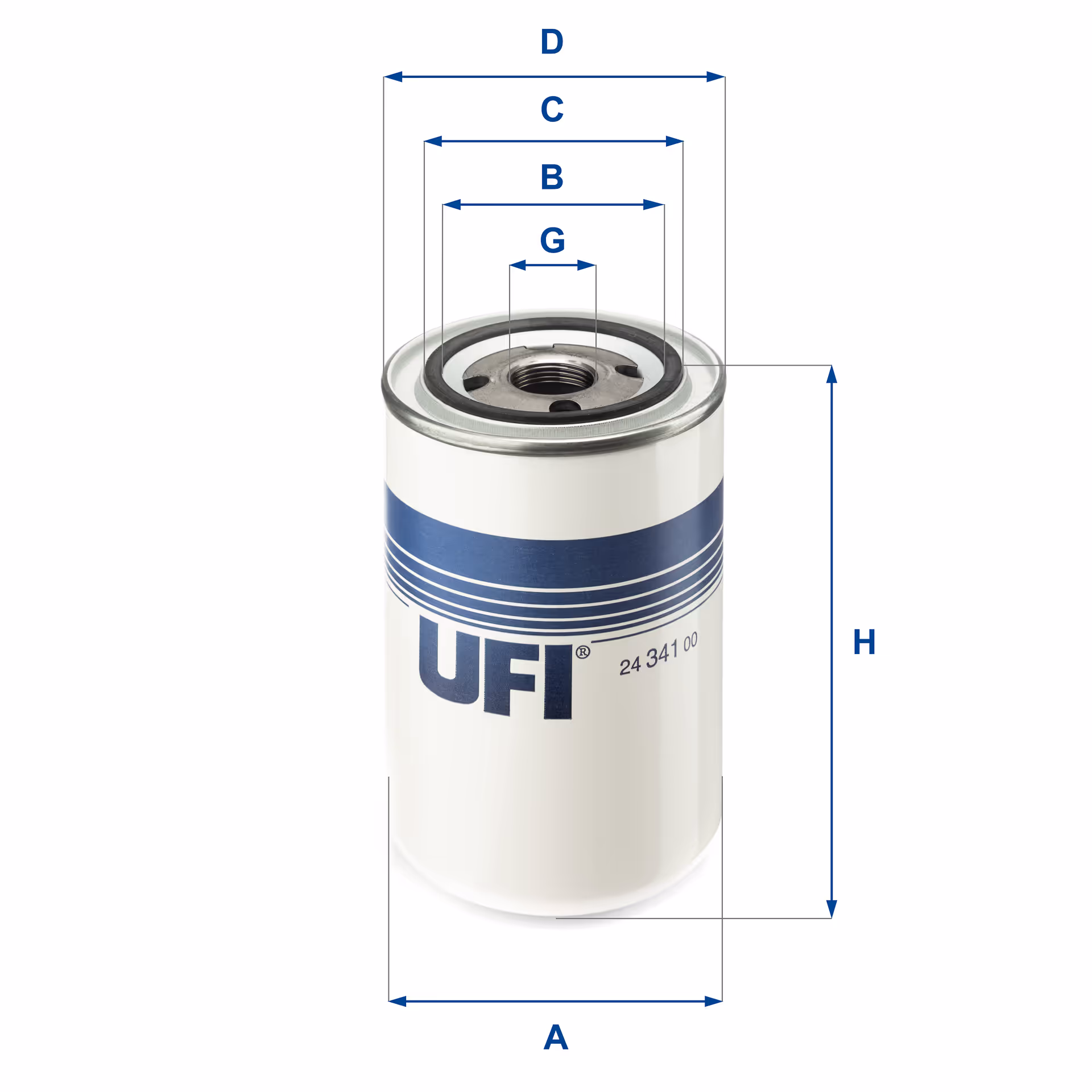FILTRE À CARBURANT, FILTRE À DIESEL À VISSER 24.341.00 - UFI FILTER