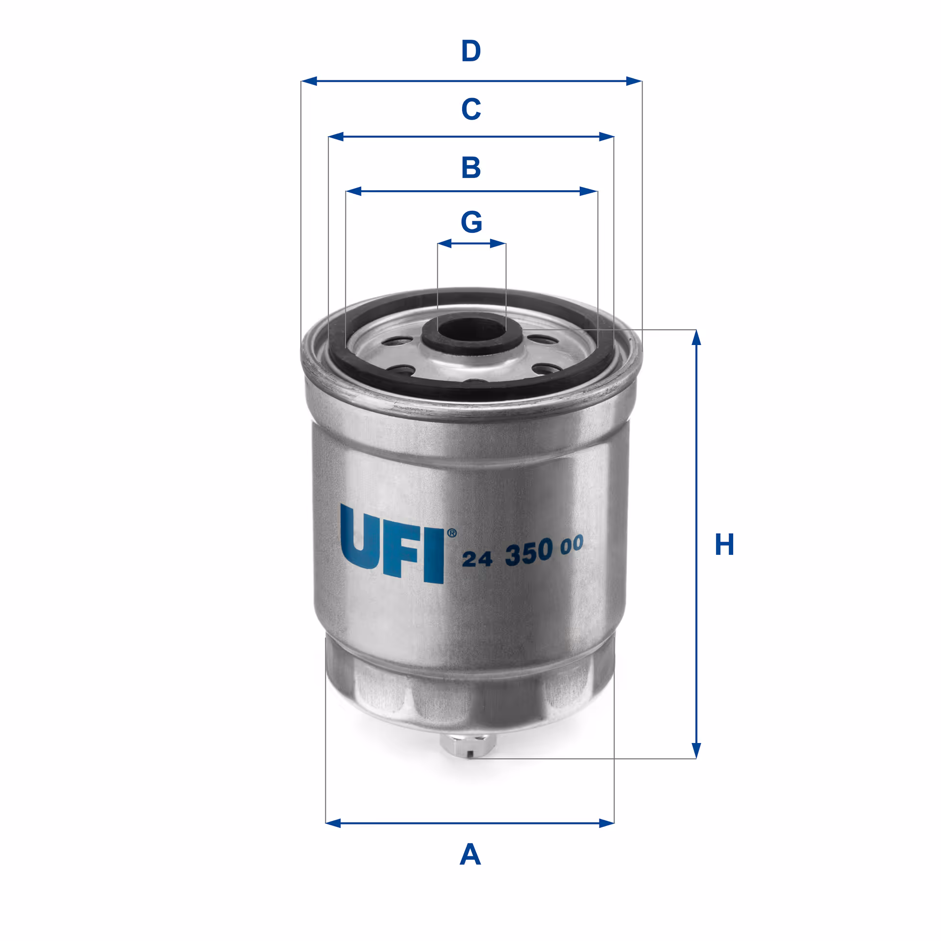FILTRE À CARBURANT, FILTRE À DIESEL À VISSER 24.350.00 - UFI FILTER