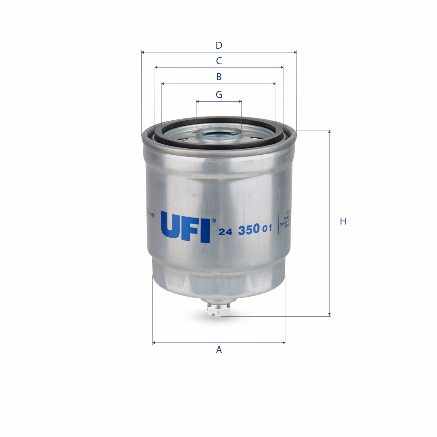 FILTRE À CARBURANT, FILTRE À DIESEL À VISSER 24.350.01 - UFI FILTER