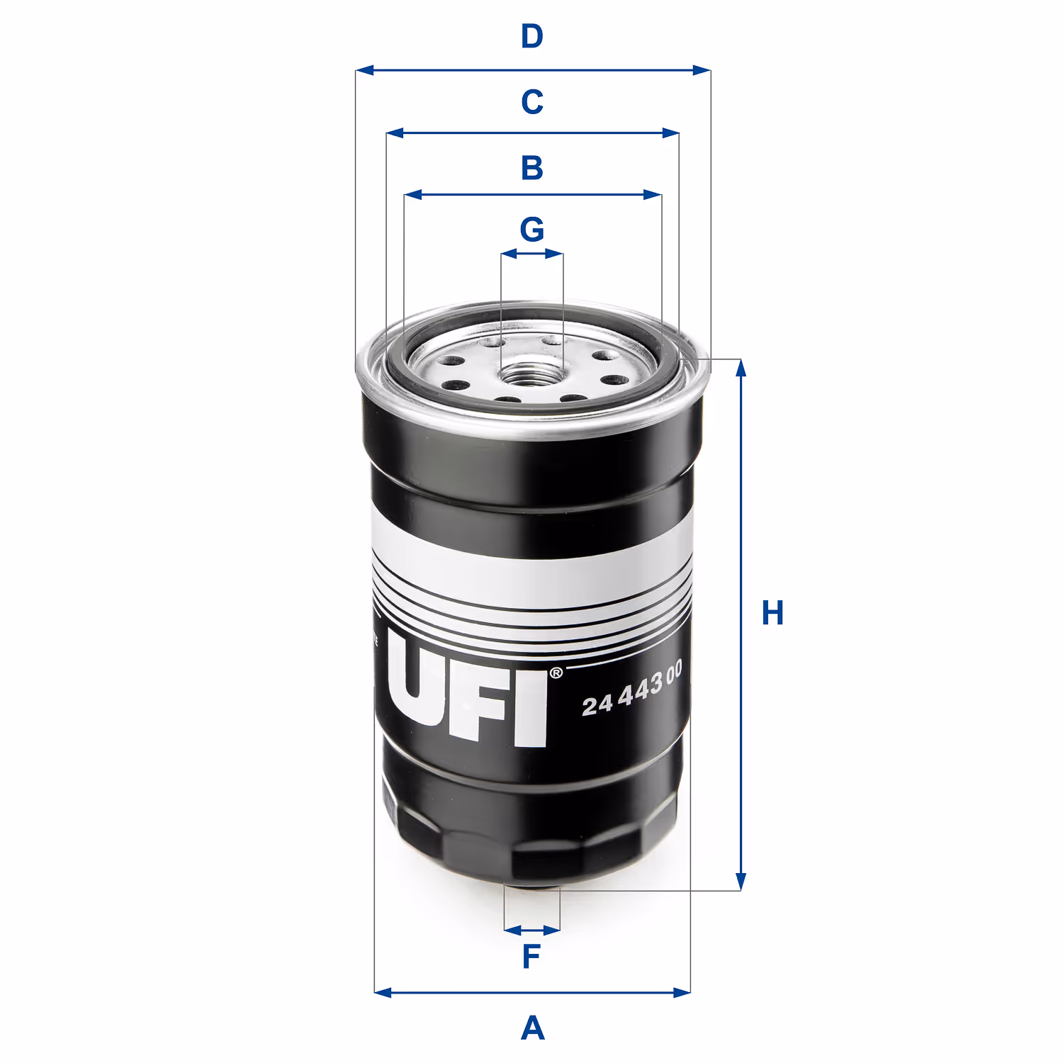 FILTRE À CARBURANT, FILTRE À DIESEL À VISSER 24.443.00 - UFI FILTER