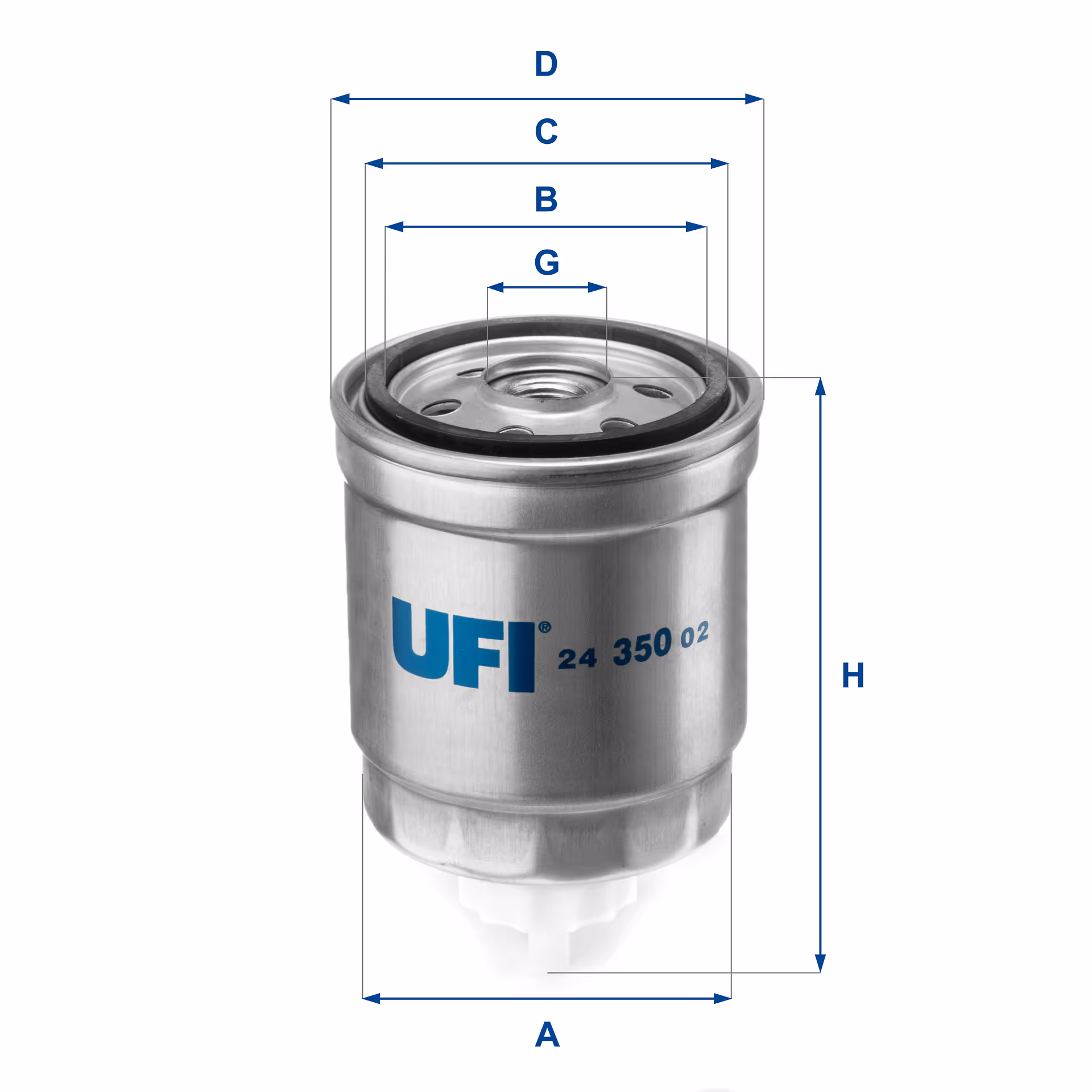 FILTRE À CARBURANT, FILTRE À DIESEL À VISSER 24.350.02 - UFI FILTER