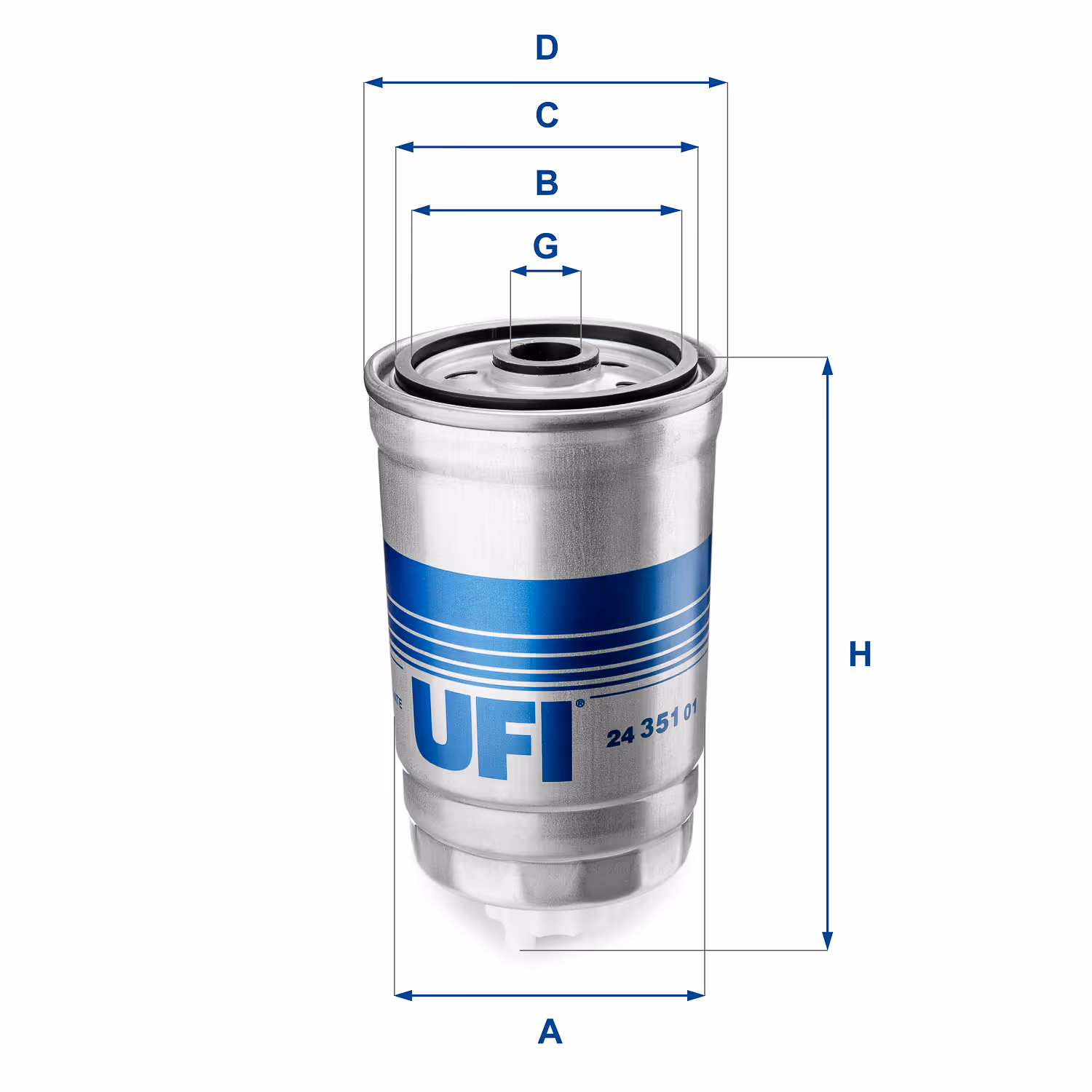 FILTRE À CARBURANT, FILTRE À DIESEL À VISSER 24.351.01 - UFI FILTER