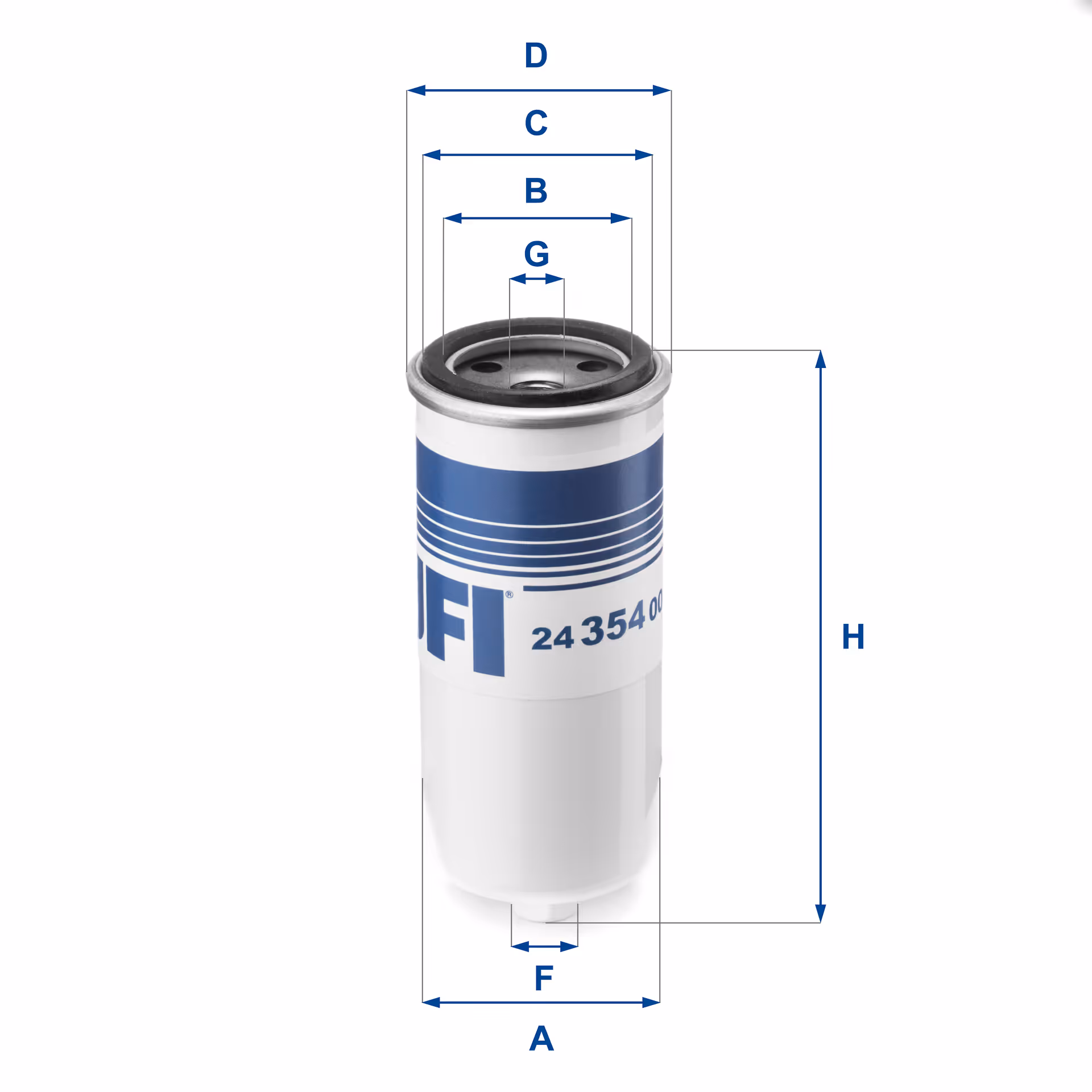 FILTRE À CARBURANT, FILTRE À DIESEL À VISSER 24.354.00 - UFI FILTER
