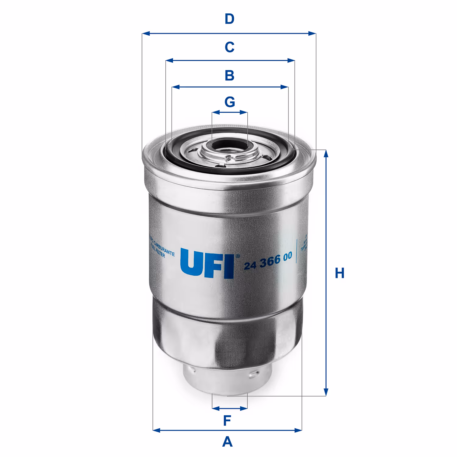 FILTRE À CARBURANT, FILTRE À DIESEL À VISSER 24.366.00 - UFI FILTER