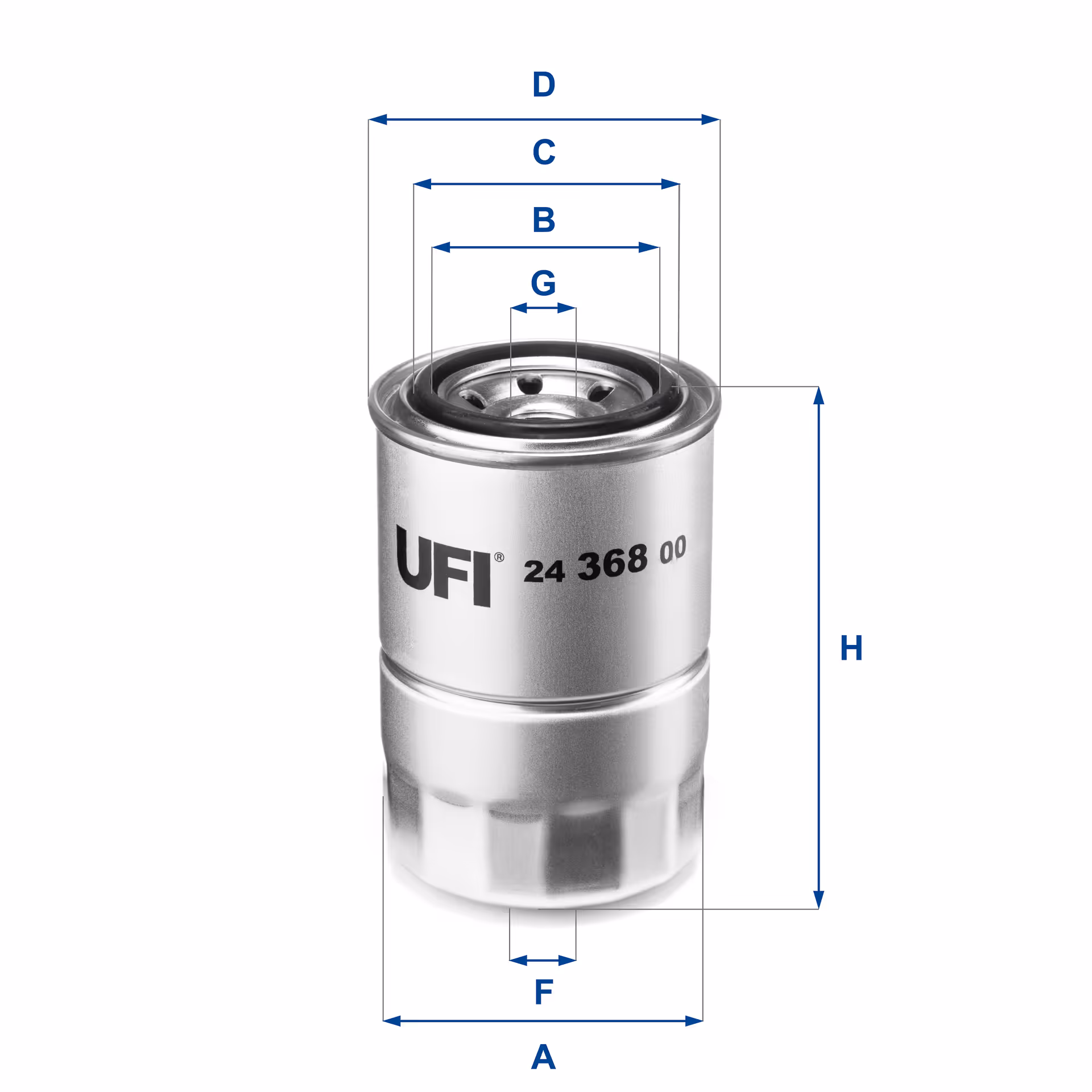 FILTRE À CARBURANT, FILTRE À DIESEL À VISSER 24.368.00 - UFI FILTER