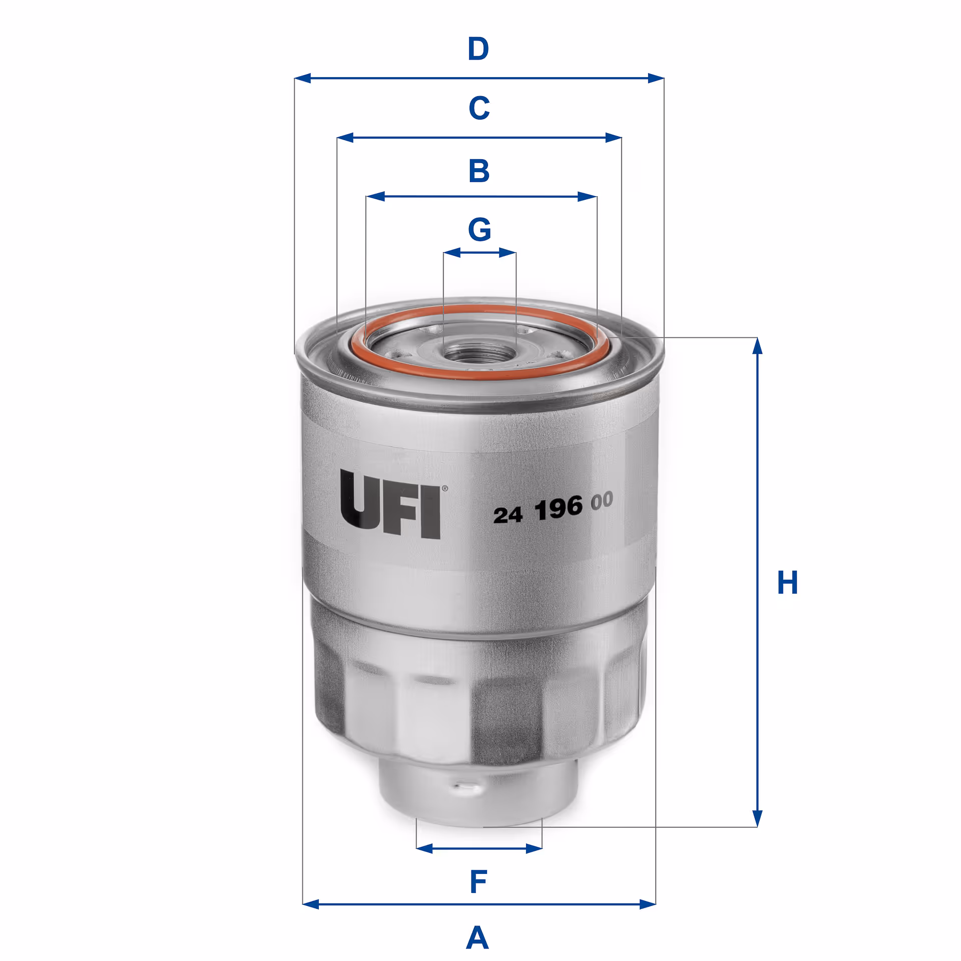 FILTRE À CARBURANT, FILTRE À DIESEL À VISSER 24.196.00 - UFI FILTER