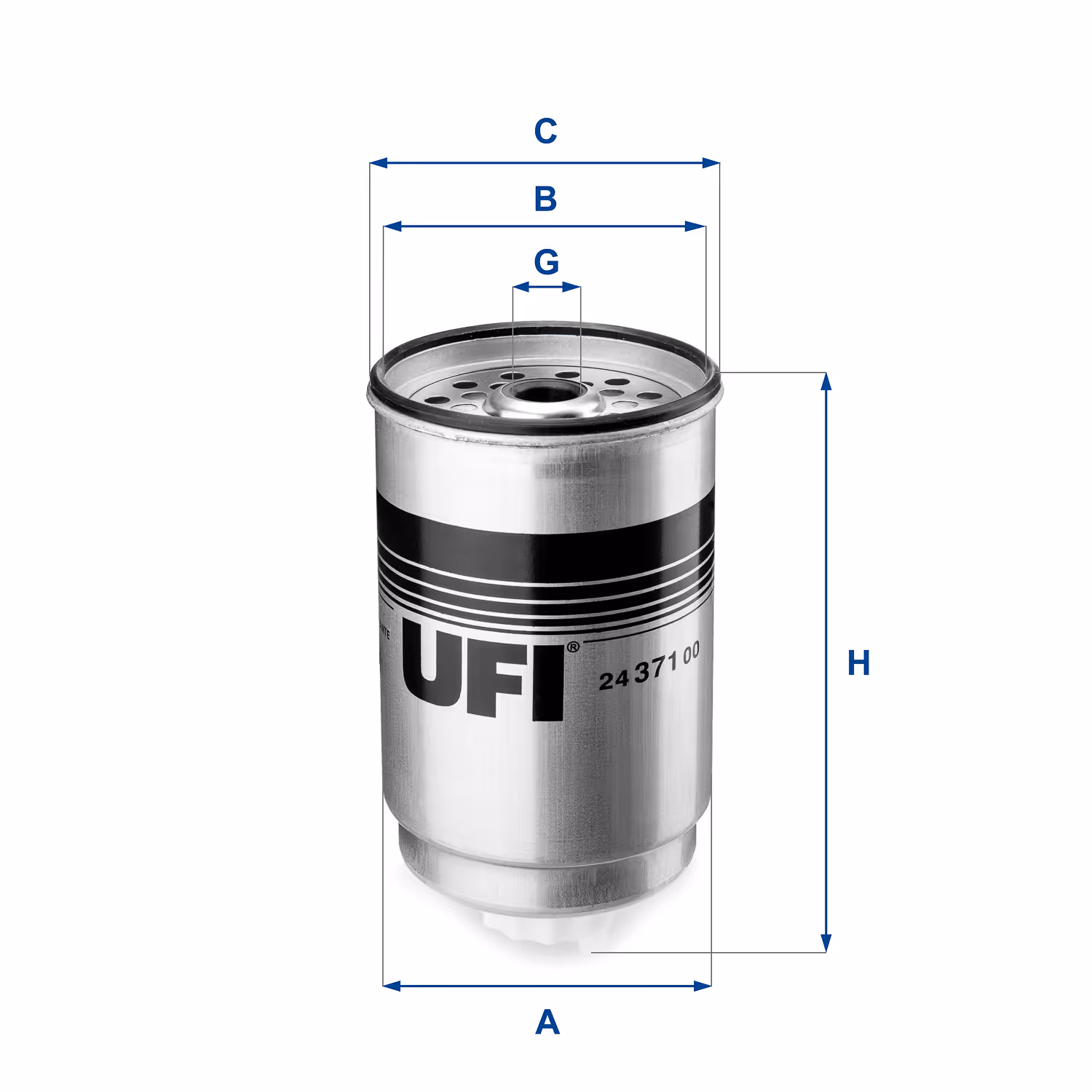 FILTRE À CARBURANT, FILTRE À DIESEL À VISSER 24.371.00 - UFI FILTER