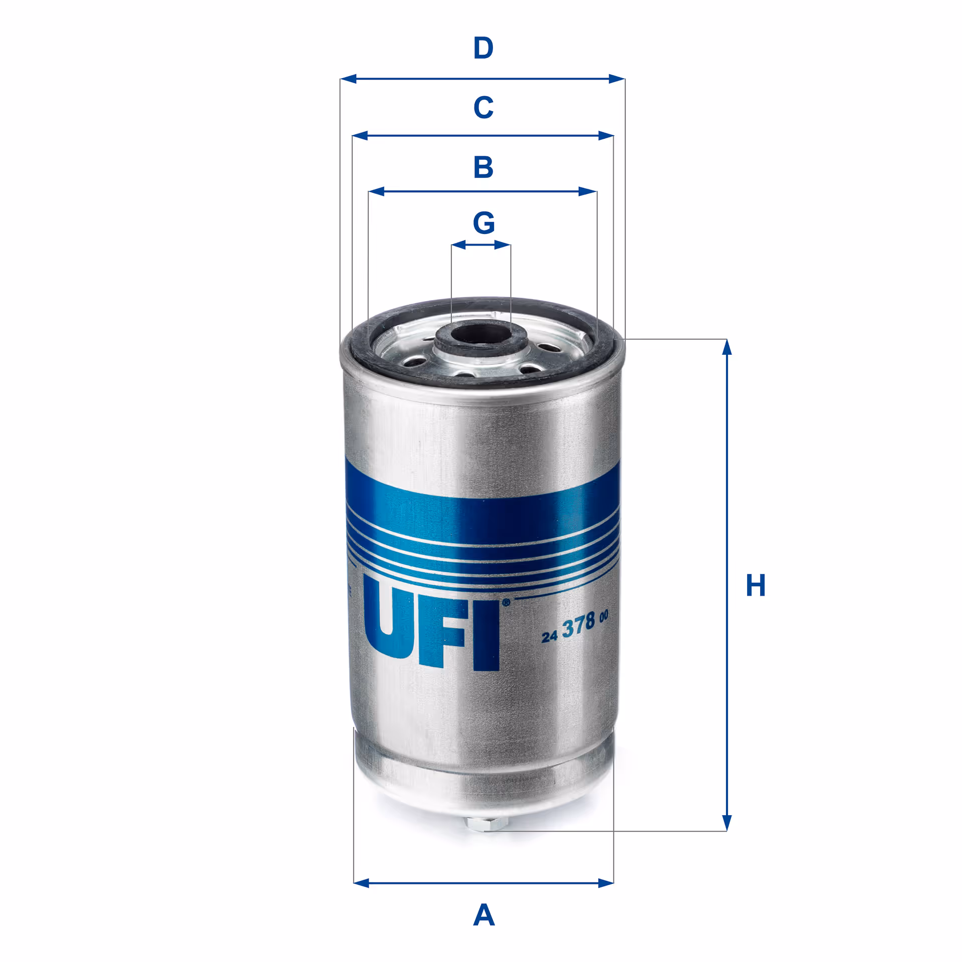 FILTRE À CARBURANT, FILTRE À DIESEL À VISSER 24.378.00 - UFI FILTER
