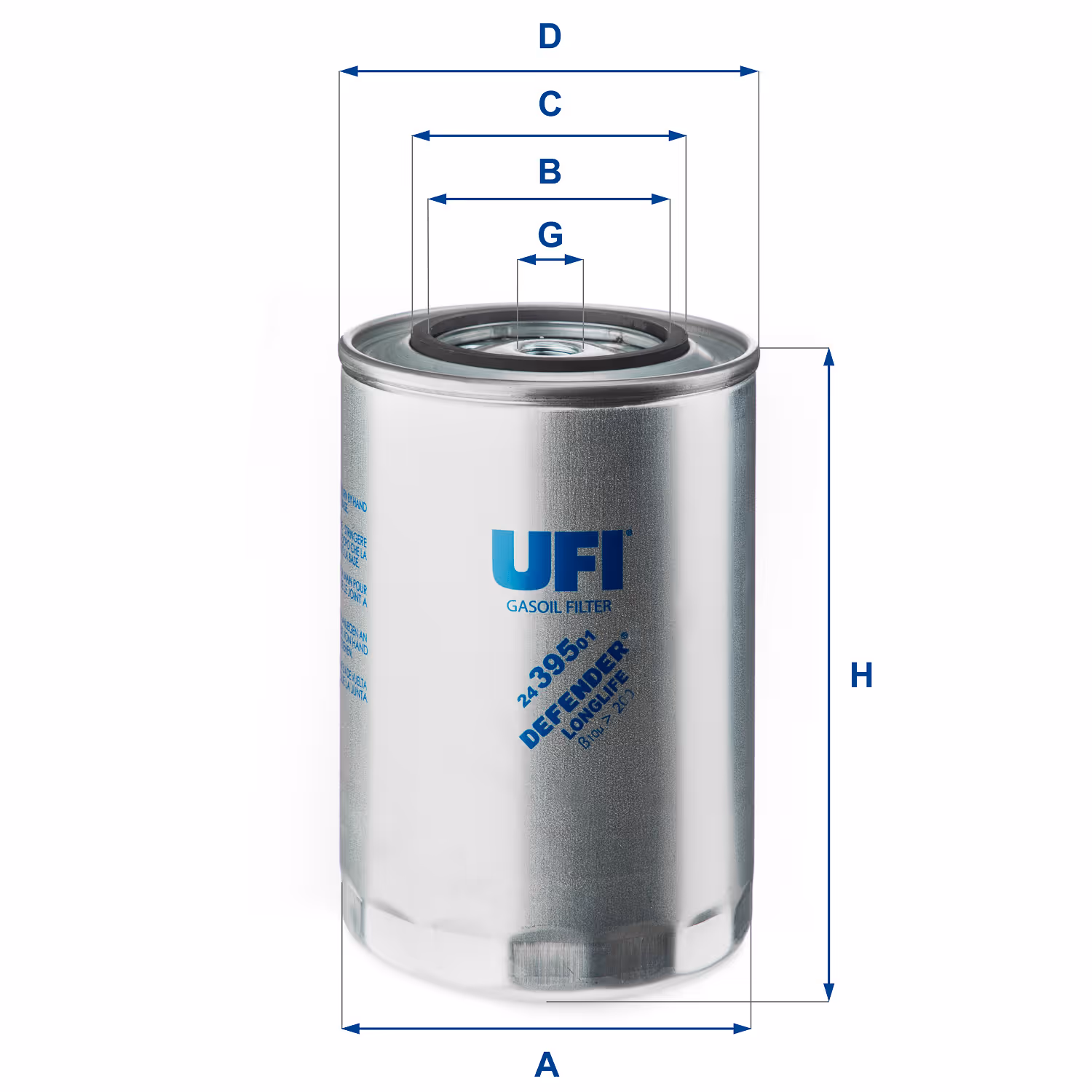 FILTRE À CARBURANT, FILTRE À DIESEL À VISSER 24.395.01 - UFI FILTER