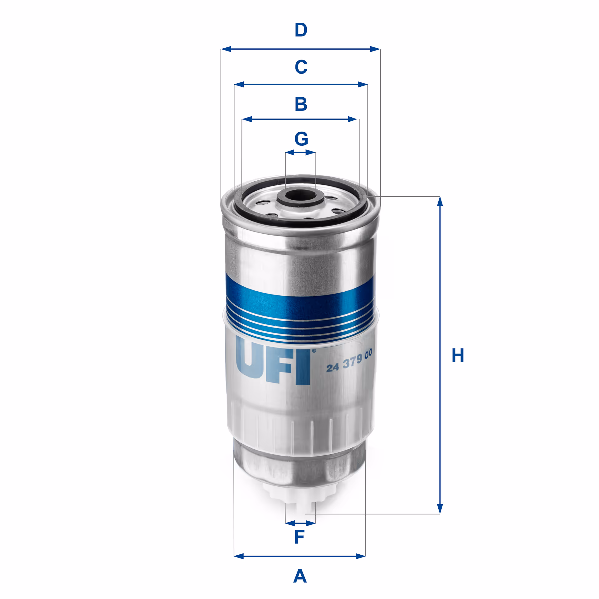 FILTRE À CARBURANT, FILTRE À DIESEL À VISSER 24.379.00 - UFI FILTER