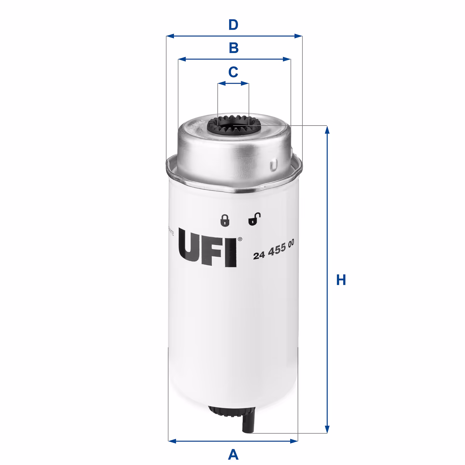 FILTRE À CARBURANT, FILTRE À DIESEL À VISSER 24.455.00 - UFI FILTER