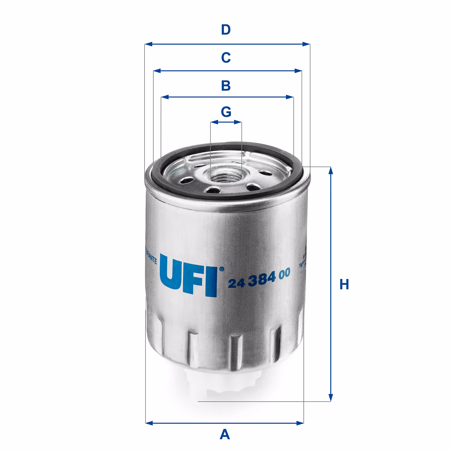FILTRE À CARBURANT, FILTRE À DIESEL À VISSER 24.384.00 - UFI FILTER
