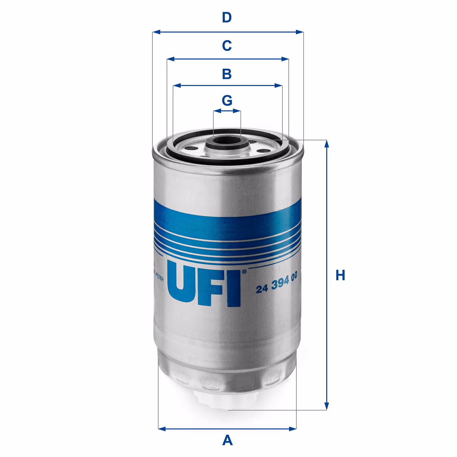 FILTRE À CARBURANT, FILTRE À DIESEL À VISSER 24.394.00 - UFI FILTER