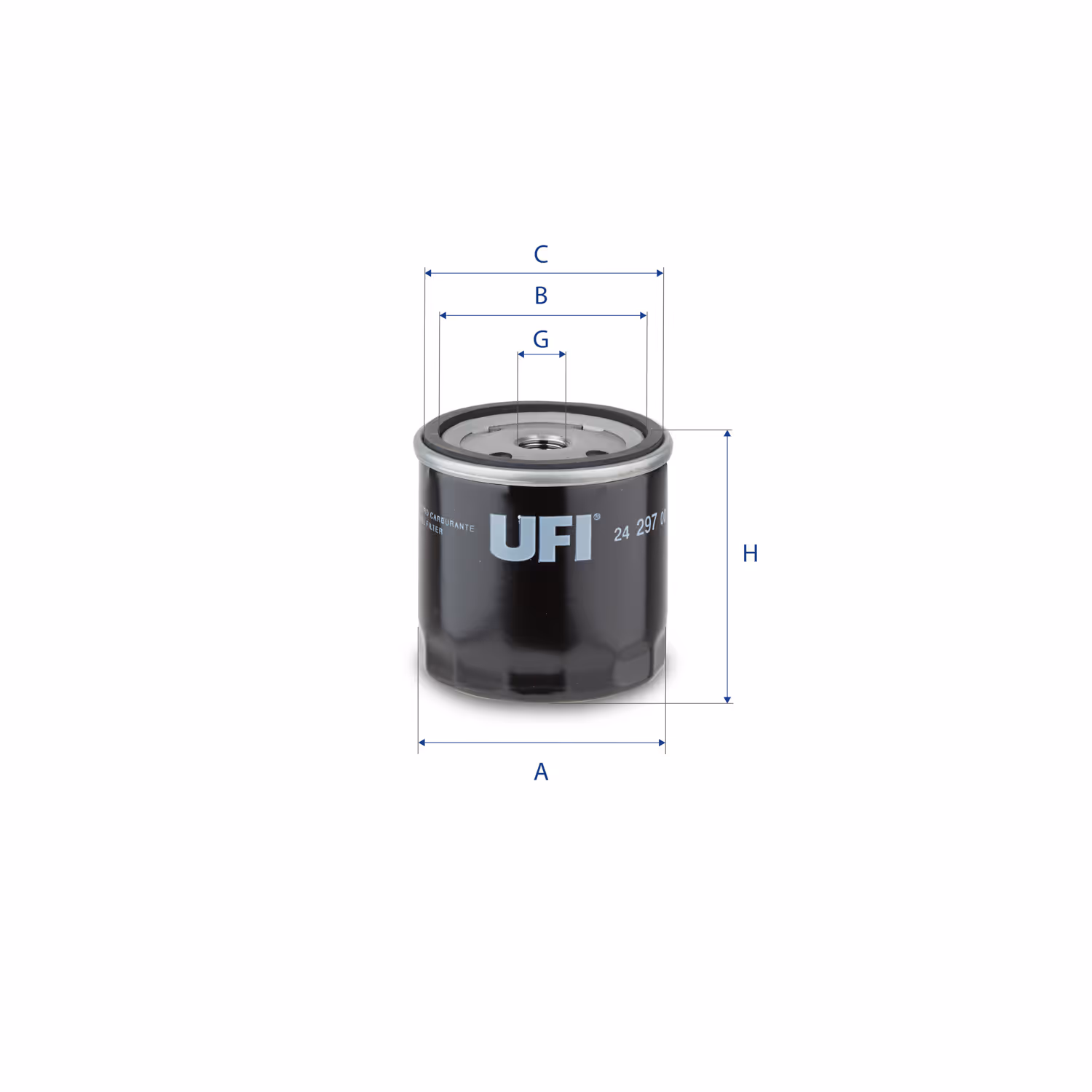 FILTRE À CARBURANT, FILTRE À DIESEL À VISSER 24.297.00 - UFI FILTER