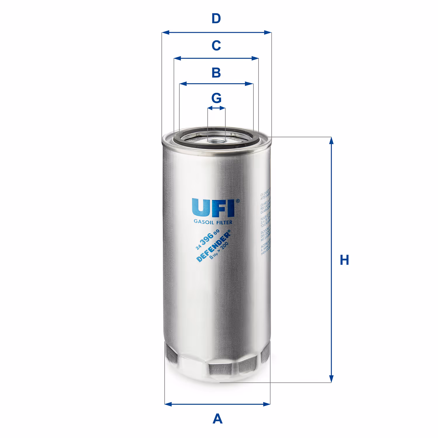 FILTRE À CARBURANT, FILTRE À DIESEL À VISSER 24.396.00 - UFI FILTER
