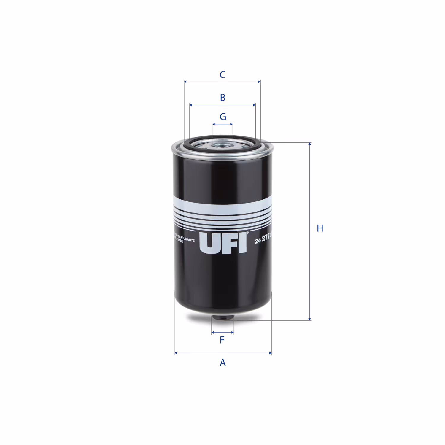 FILTRE À CARBURANT, FILTRE À DIESEL À VISSER 24.277.00 - UFI FILTER