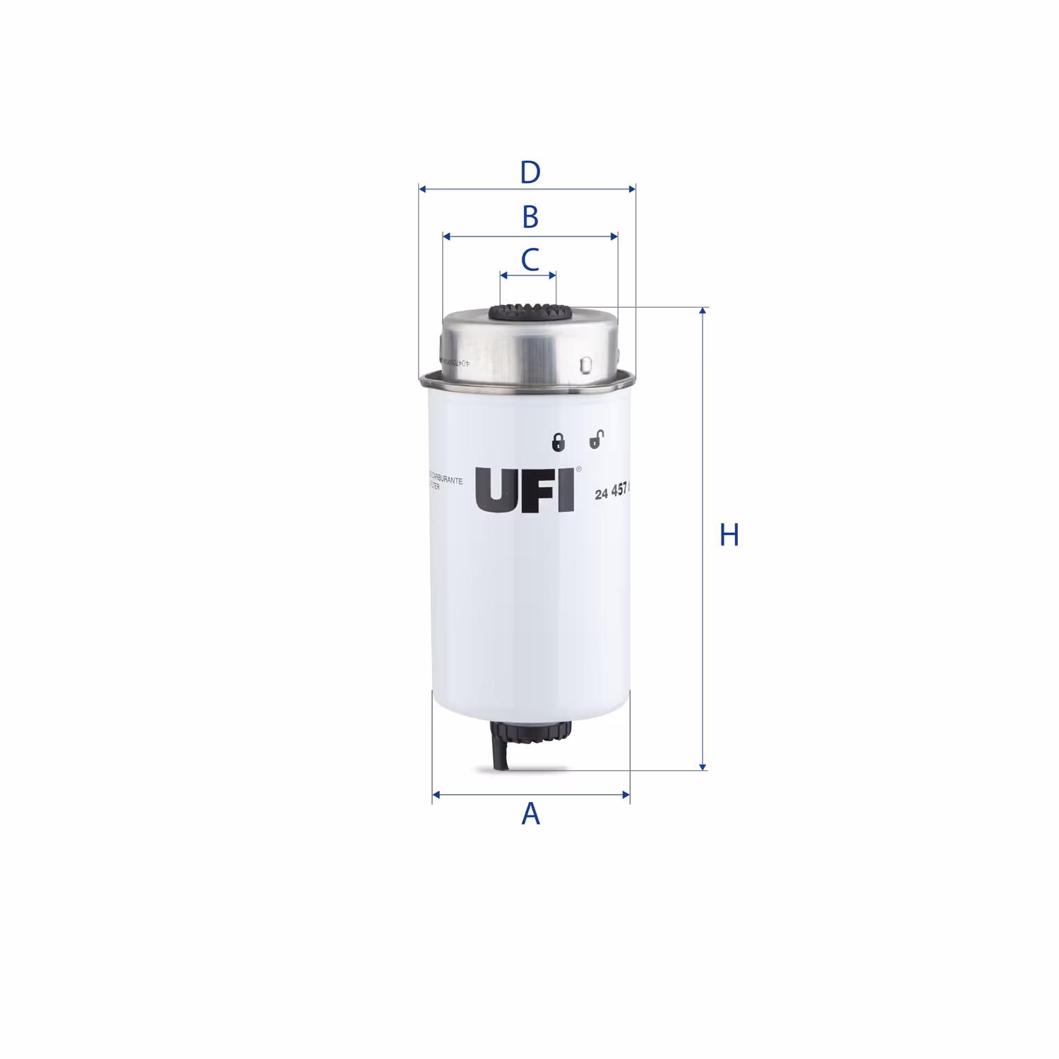 FILTRE À CARBURANT, FILTRE À DIESEL À VISSER 24.457.00 - UFI FILTER