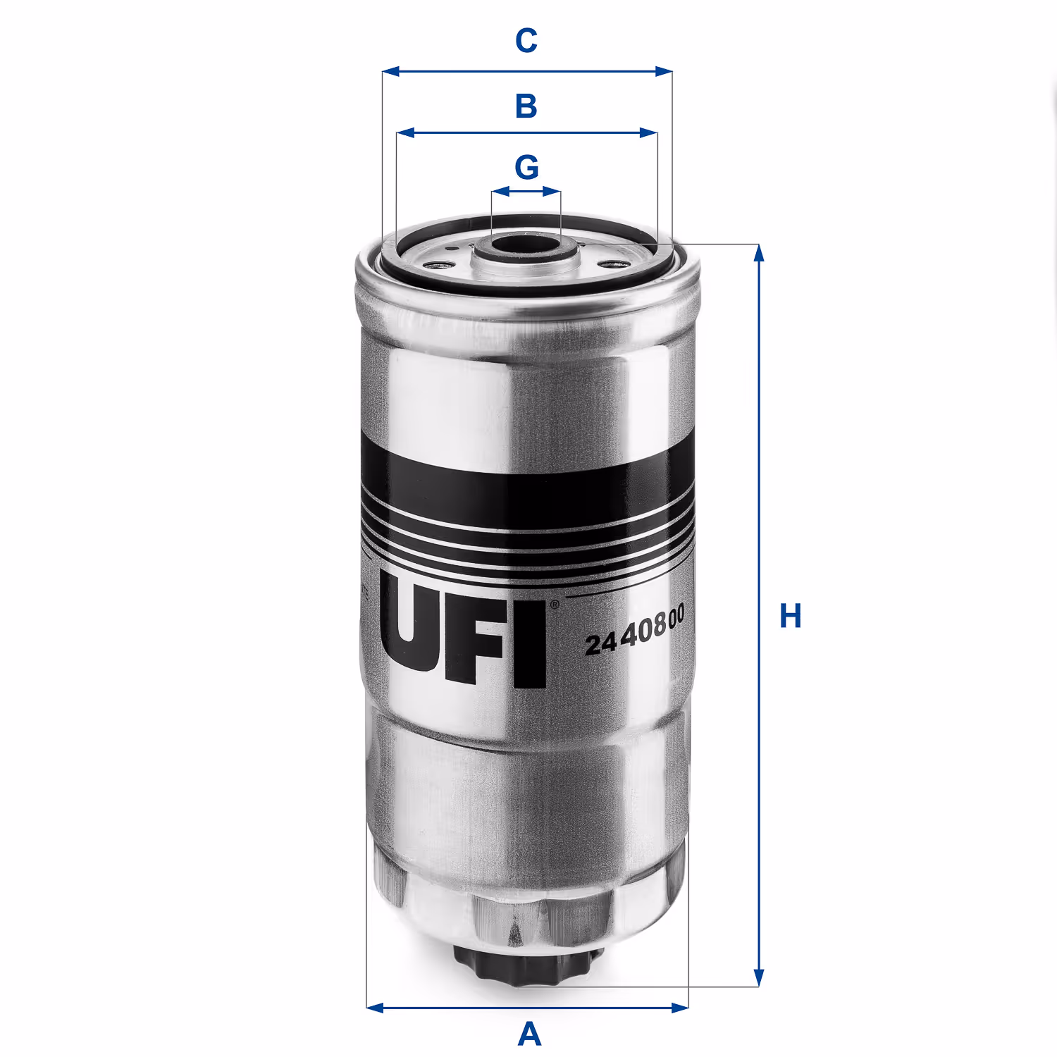 FILTRE À CARBURANT, FILTRE À DIESEL À VISSER 24.408.00 - UFI FILTER