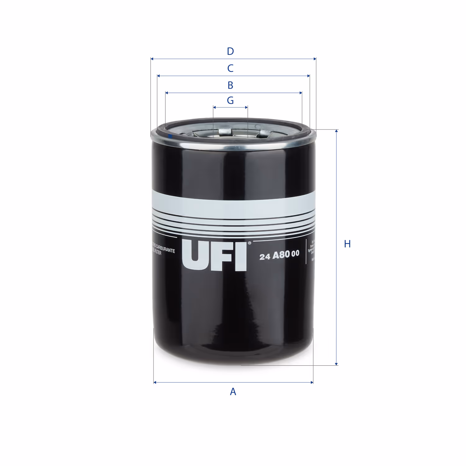 FILTRE À CARBURANT, FILTRE À DIESEL À VISSER 24.A80.00 - UFI FILTER