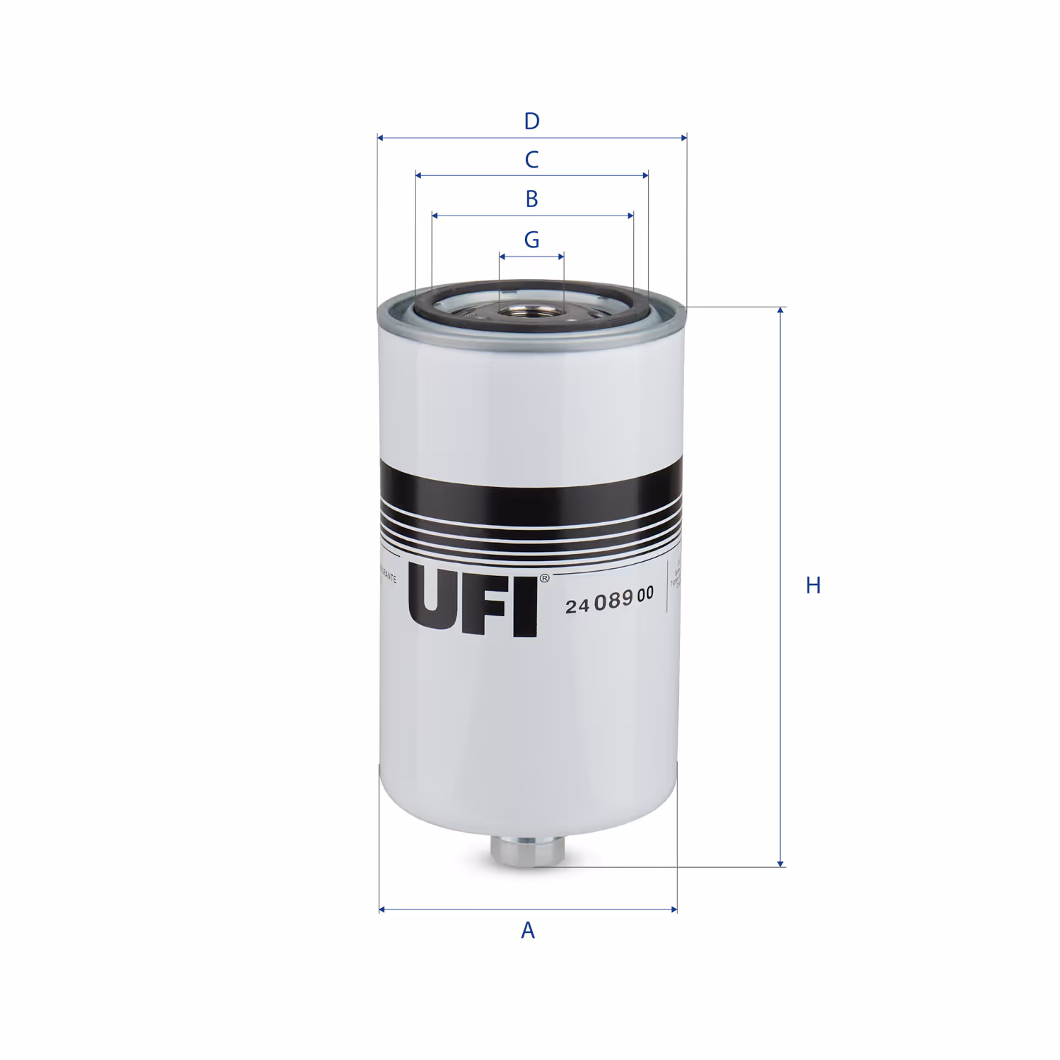 FILTRE À CARBURANT, FILTRE À DIESEL À VISSER 24.089.00 - UFI FILTER