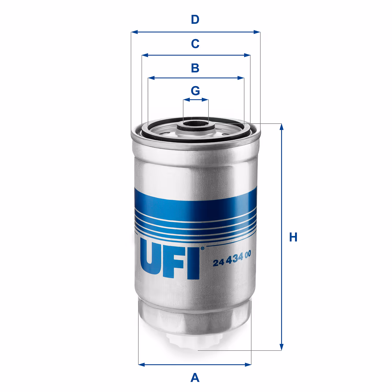 FILTRE À CARBURANT, FILTRE À DIESEL À VISSER 24.434.00 - UFI FILTER