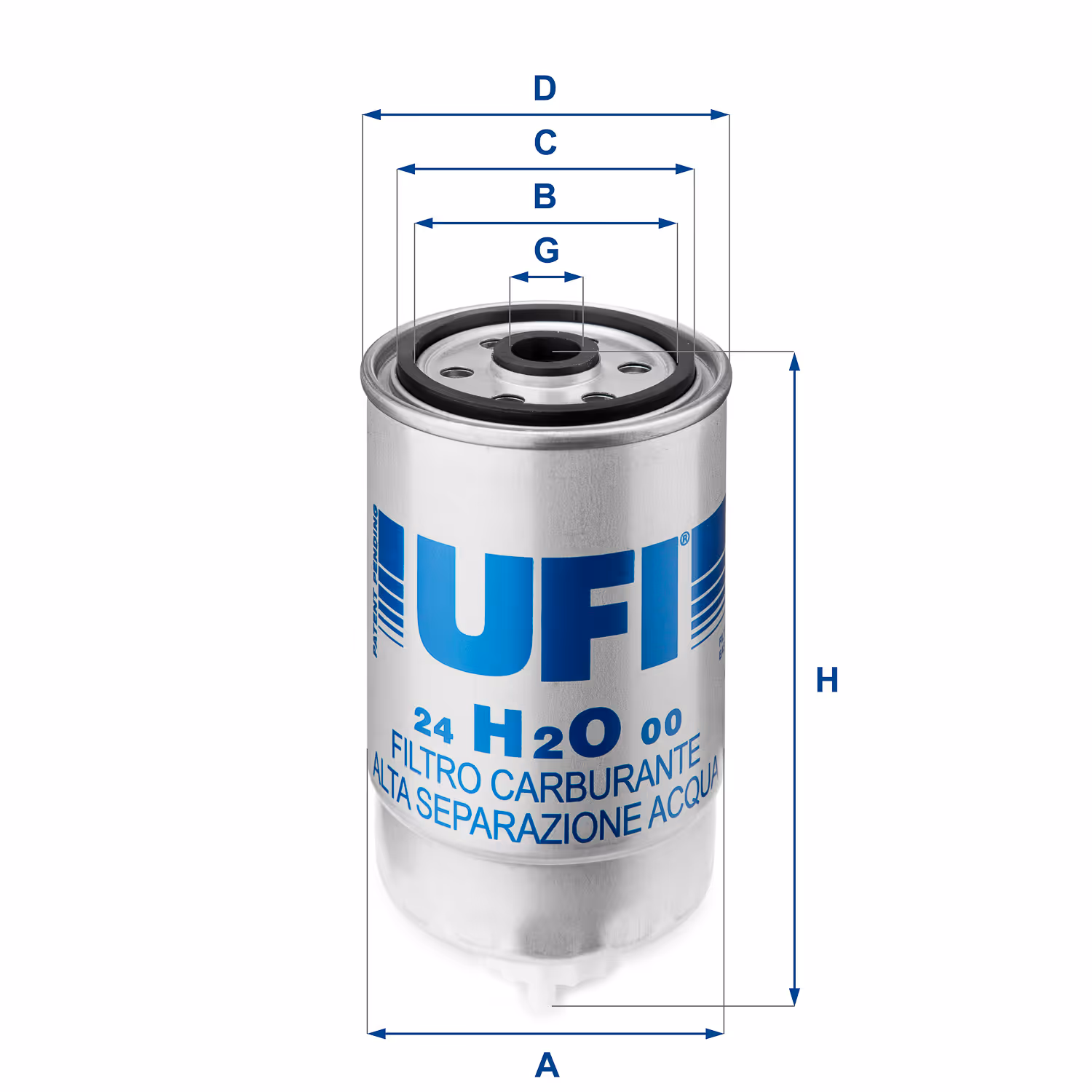 FILTRE À CARBURANT, FILTRE À DIESEL À VISSER 24.H2O.00 - UFI FILTER