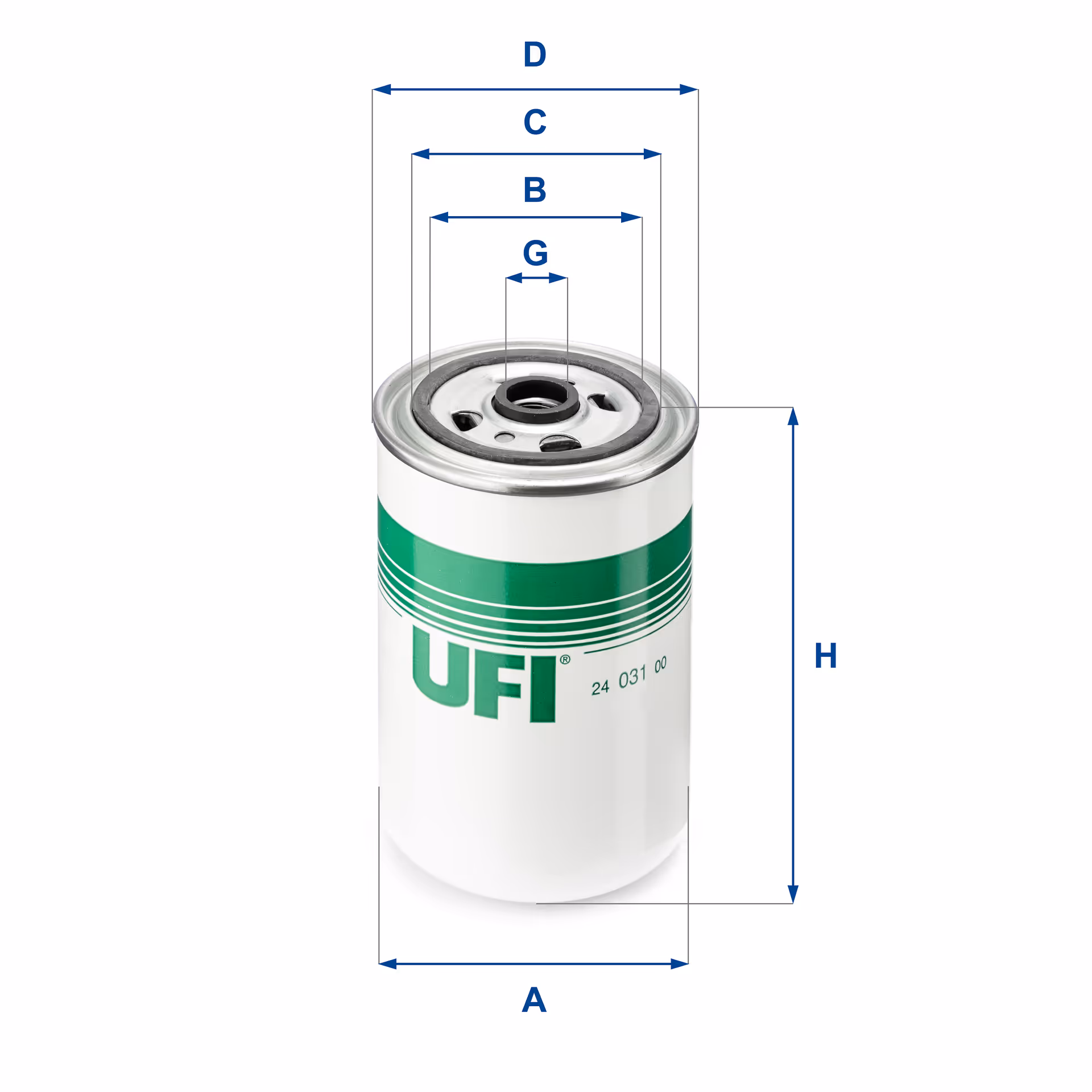 FILTRE À CARBURANT, FILTRE À DIESEL À VISSER 24.031.00 - UFI FILTER