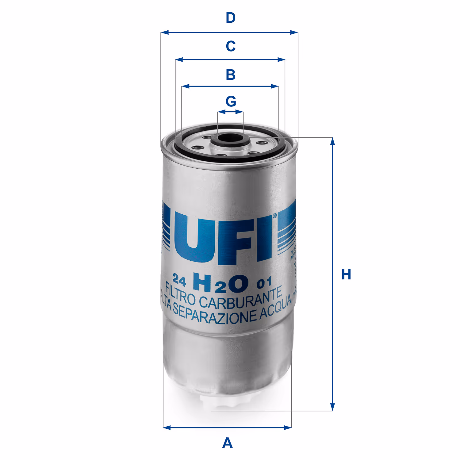 FILTRE À CARBURANT, FILTRE À DIESEL À VISSER 24.H2O.01 - UFI FILTER