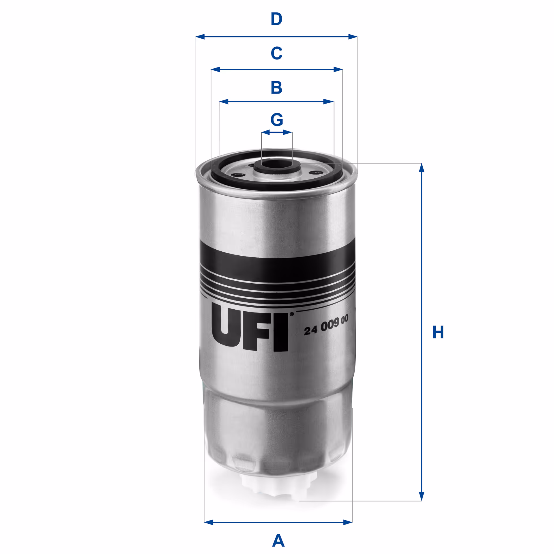 FILTRE À CARBURANT, FILTRE À DIESEL À VISSER 24.009.00 - UFI FILTER