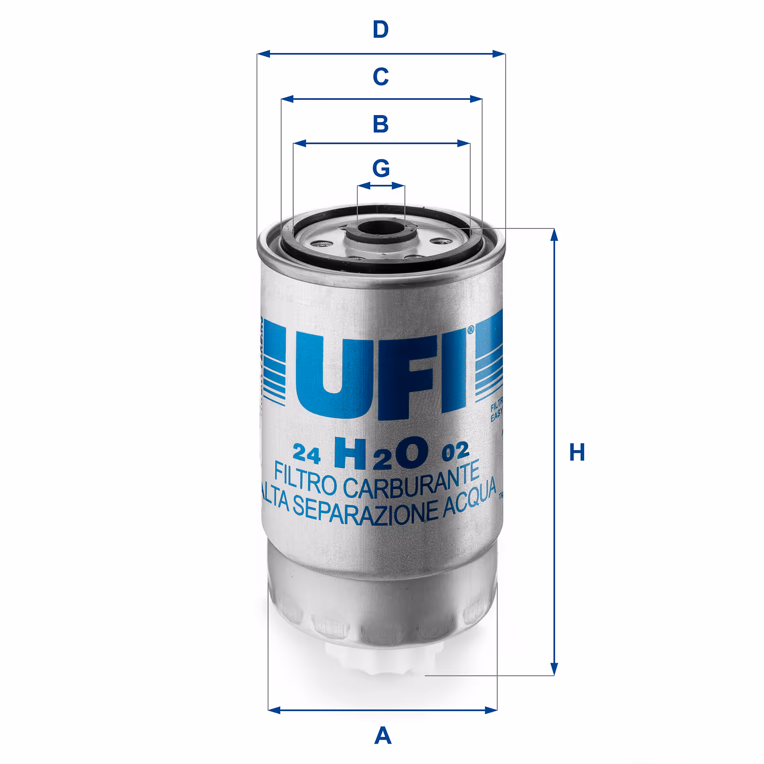 FILTRE À CARBURANT, FILTRE À DIESEL À VISSER 24.H2O.02 - UFI FILTER