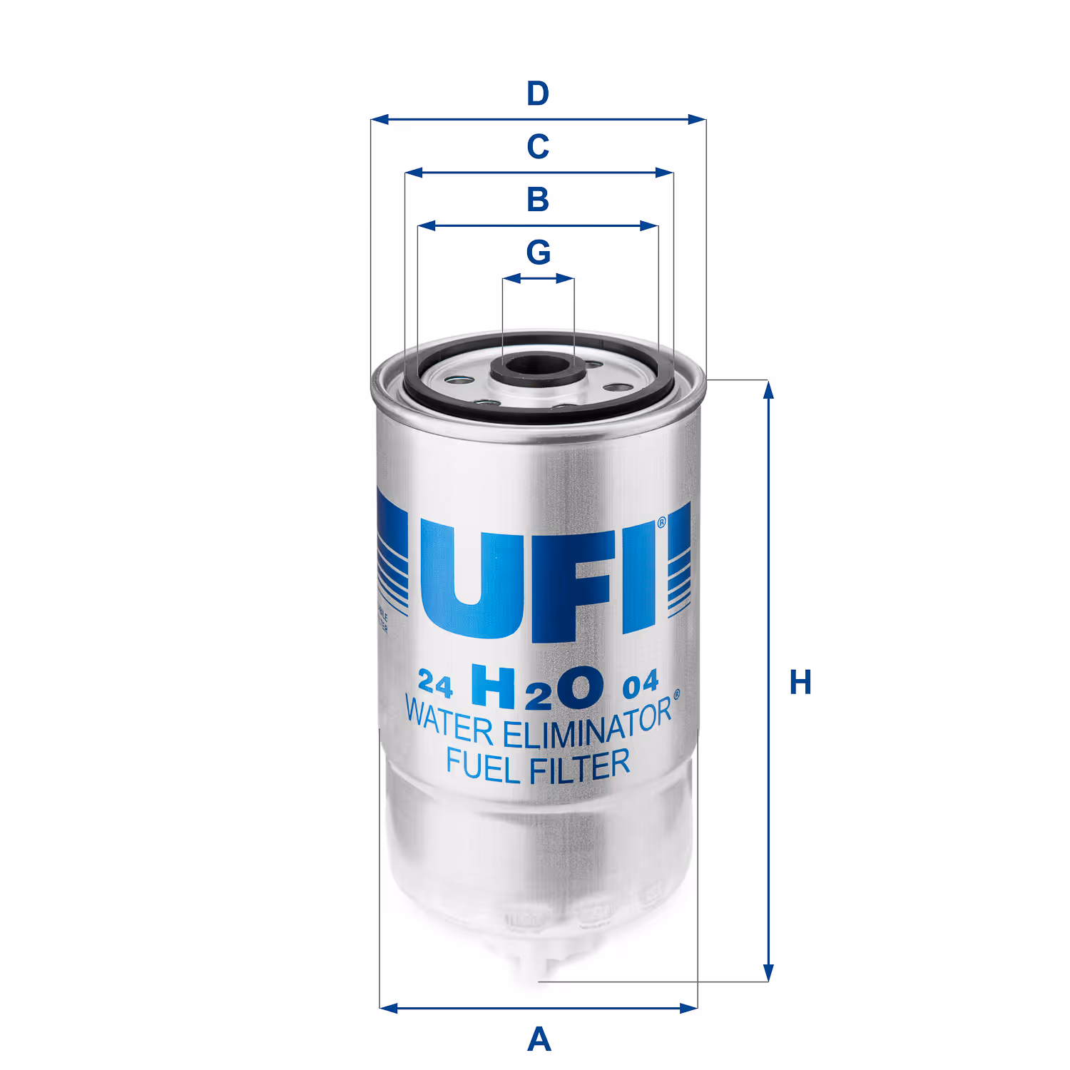 FILTRE À CARBURANT, FILTRE À DIESEL À VISSER 24.H2O.04 - UFI FILTER