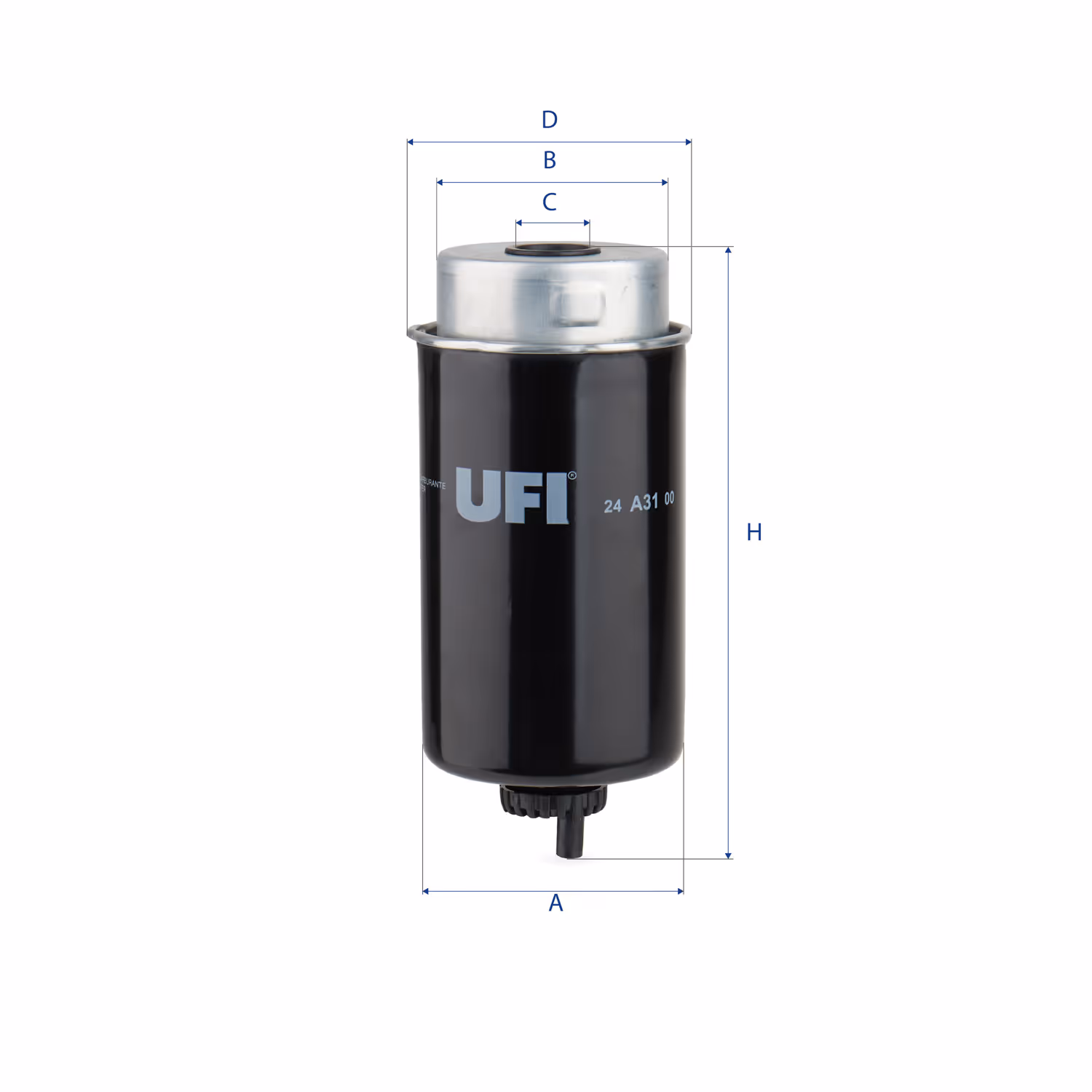 FILTRE À CARBURANT, FILTRE À DIESEL À VISSER 24.A31.00 - UFI FILTER