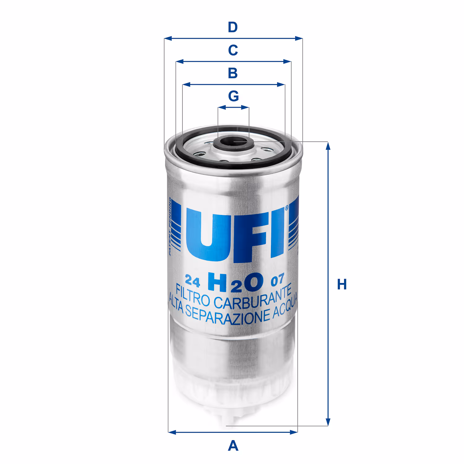 FILTRE À CARBURANT, FILTRE À DIESEL À VISSER 24.H2O.07 - UFI FILTER