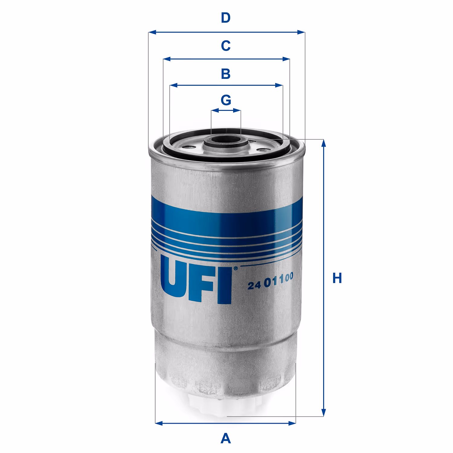 FILTRE À CARBURANT, FILTRE À DIESEL À VISSER 24.011.00 - UFI FILTER
