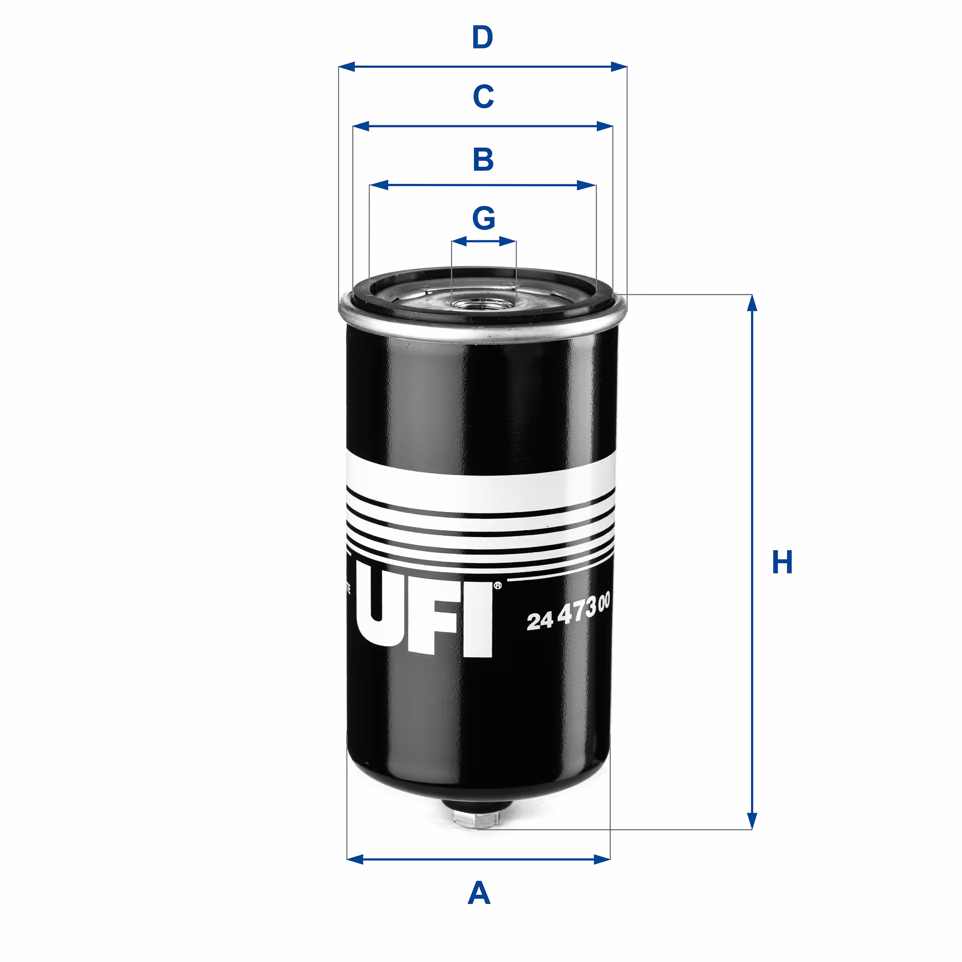 FILTRE À CARBURANT, FILTRE À DIESEL À VISSER 24.473.00 - UFI FILTER
