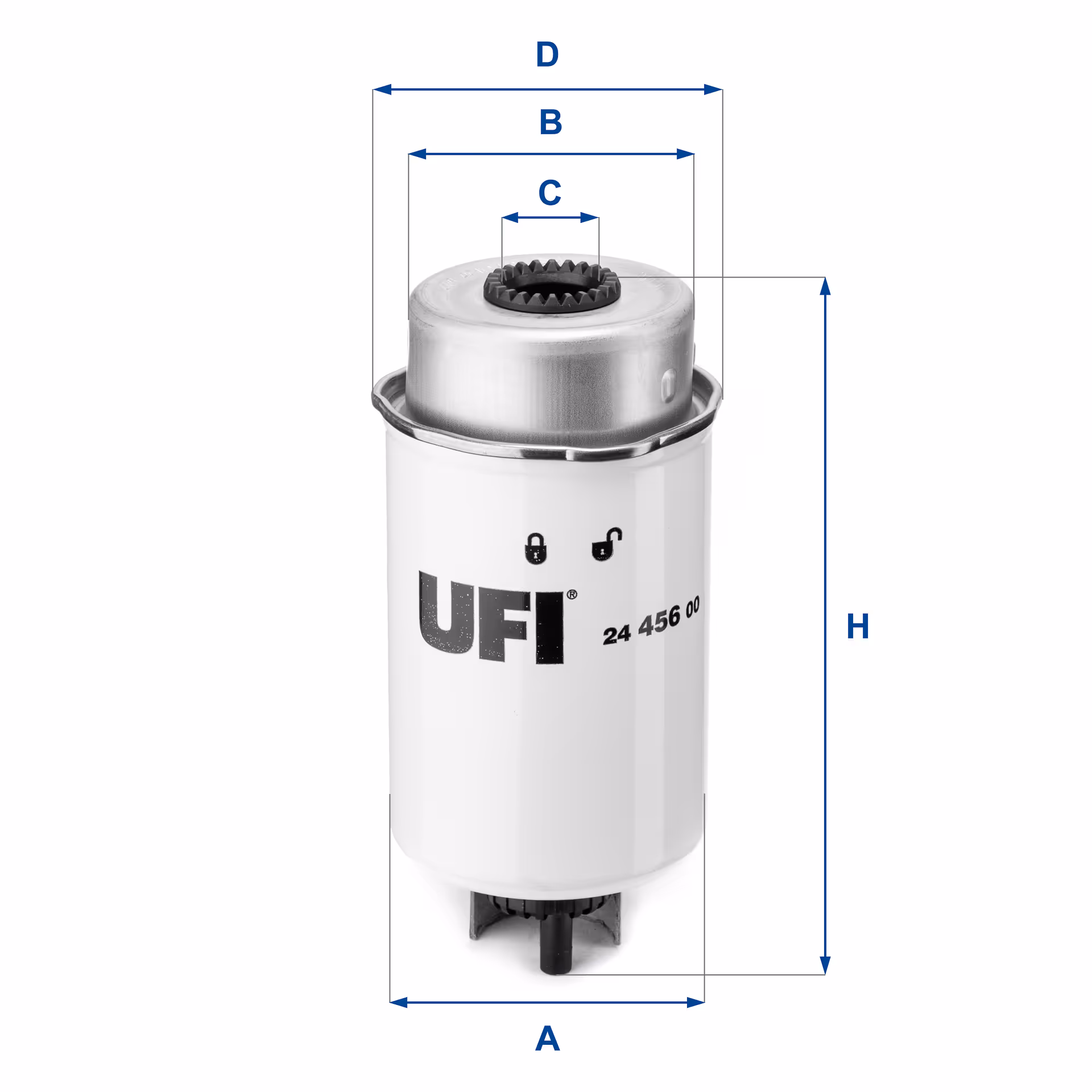 FILTRE À CARBURANT, FILTRE À DIESEL À VISSER 24.456.00 - UFI FILTER