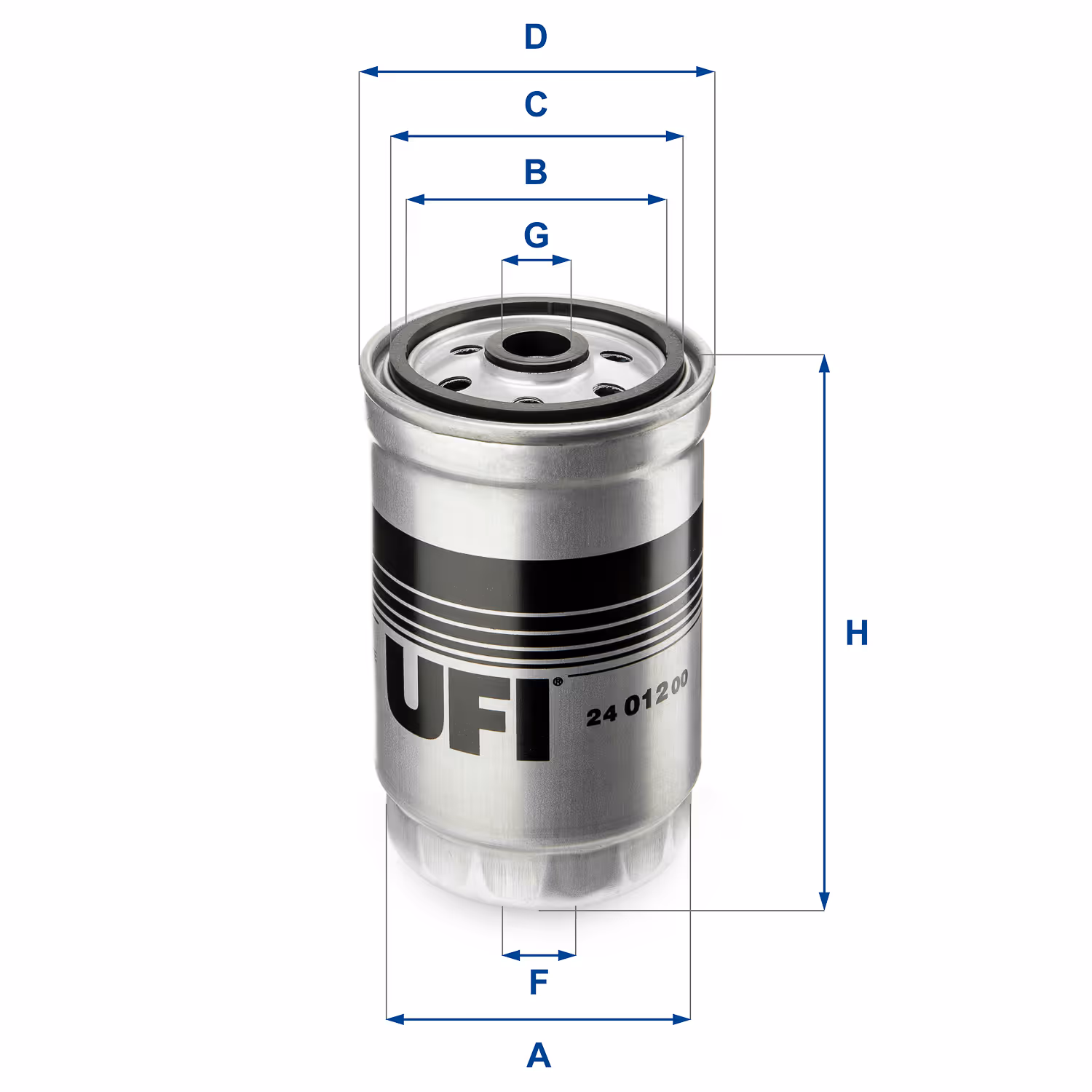 FILTRE À CARBURANT, FILTRE À DIESEL À VISSER 24.012.00 - UFI FILTER