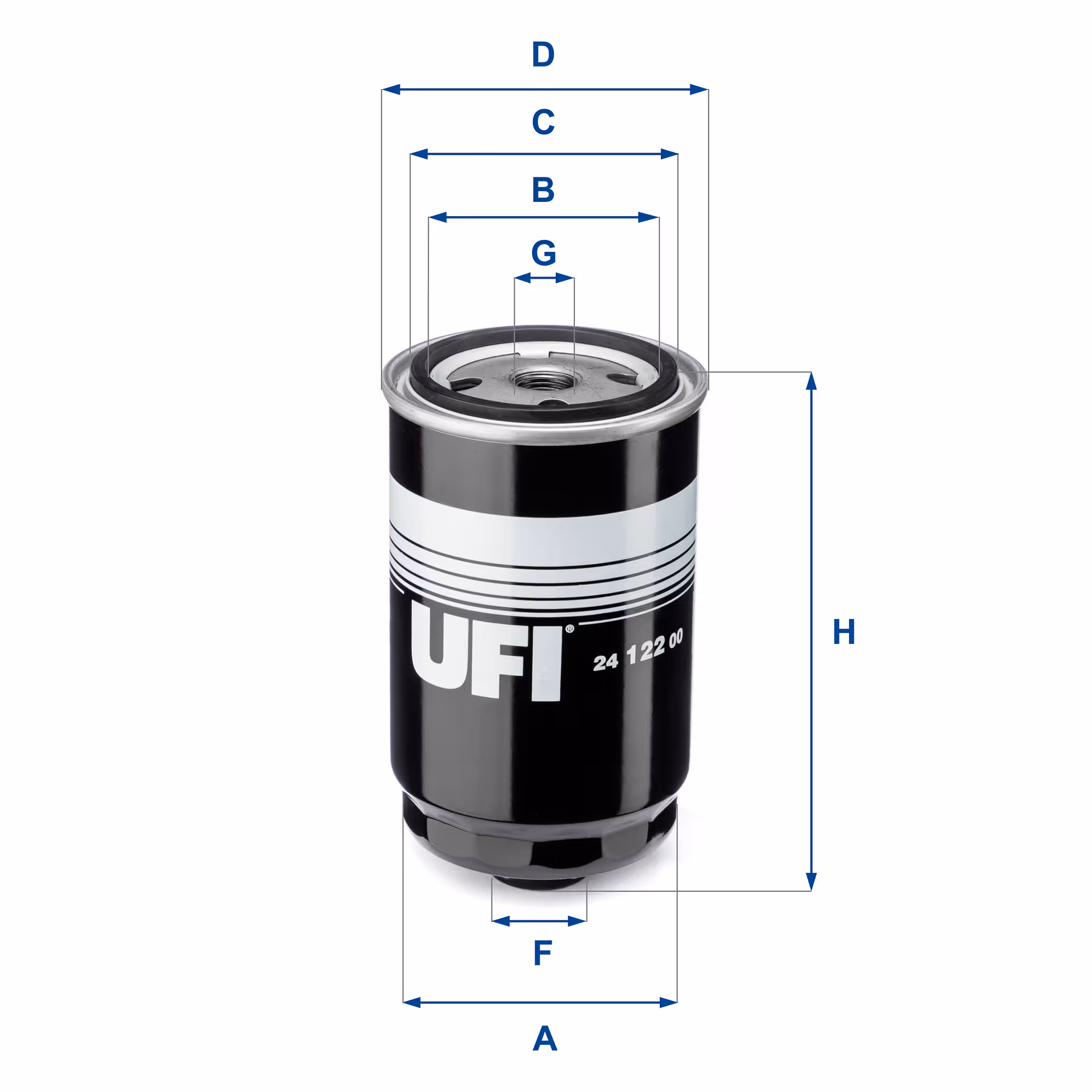 FILTRE À CARBURANT, FILTRE À DIESEL À VISSER 24.122.00 - UFI FILTER