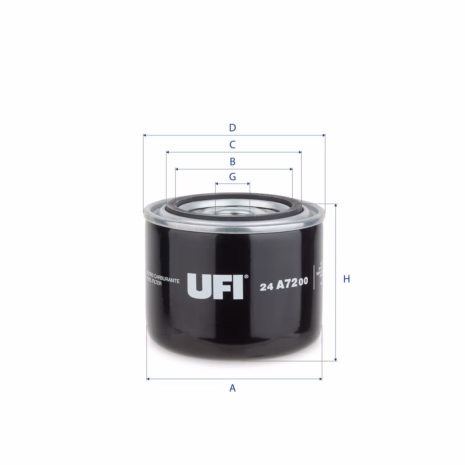 FILTRE À CARBURANT, FILTRE À DIESEL À VISSER 24.A72.00 - UFI FILTER