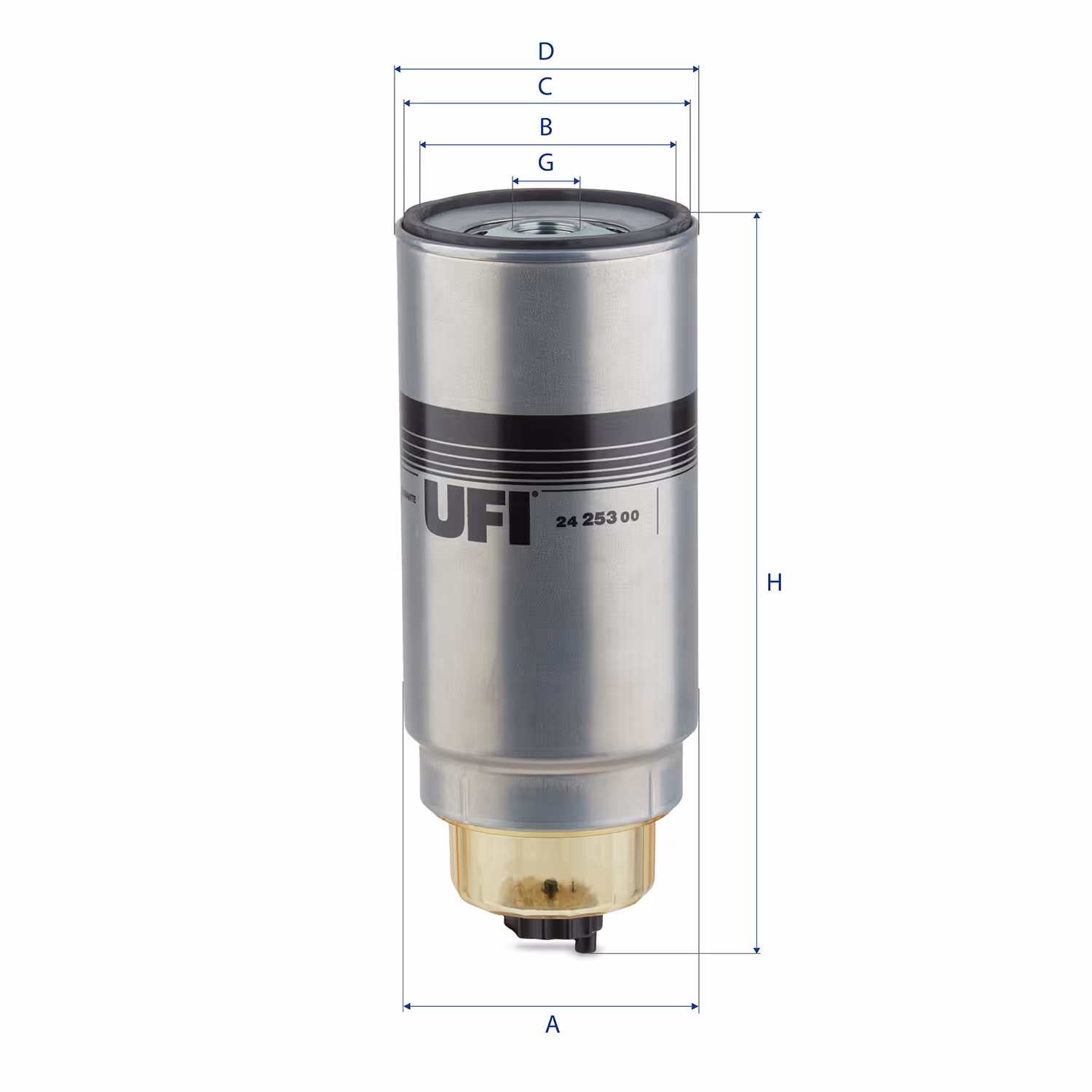 FILTRE À CARBURANT, FILTRE À DIESEL À VISSER 24.253.00 - UFI FILTER